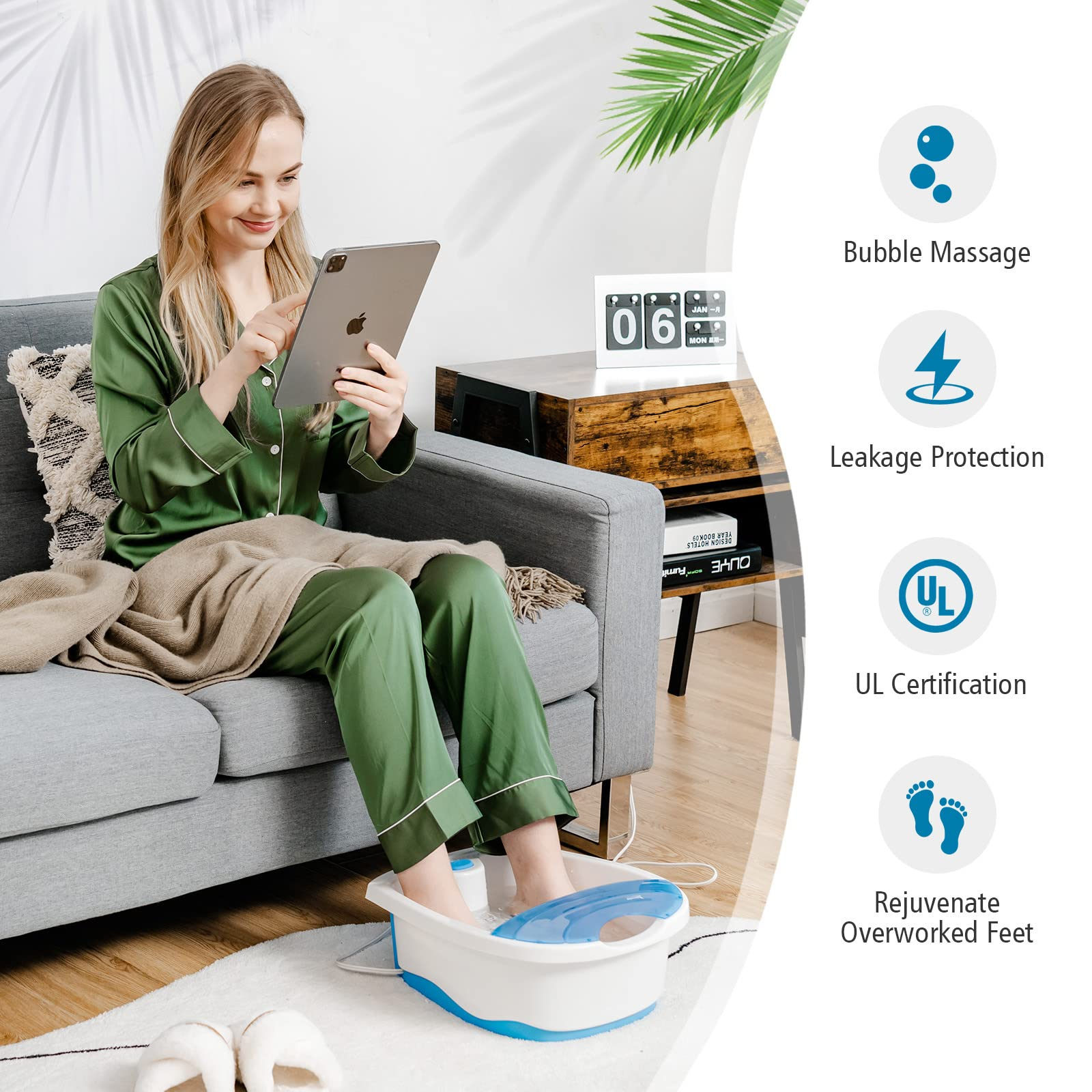 Giantex Foot Spa Bath W/Smooth Bubble Massage 