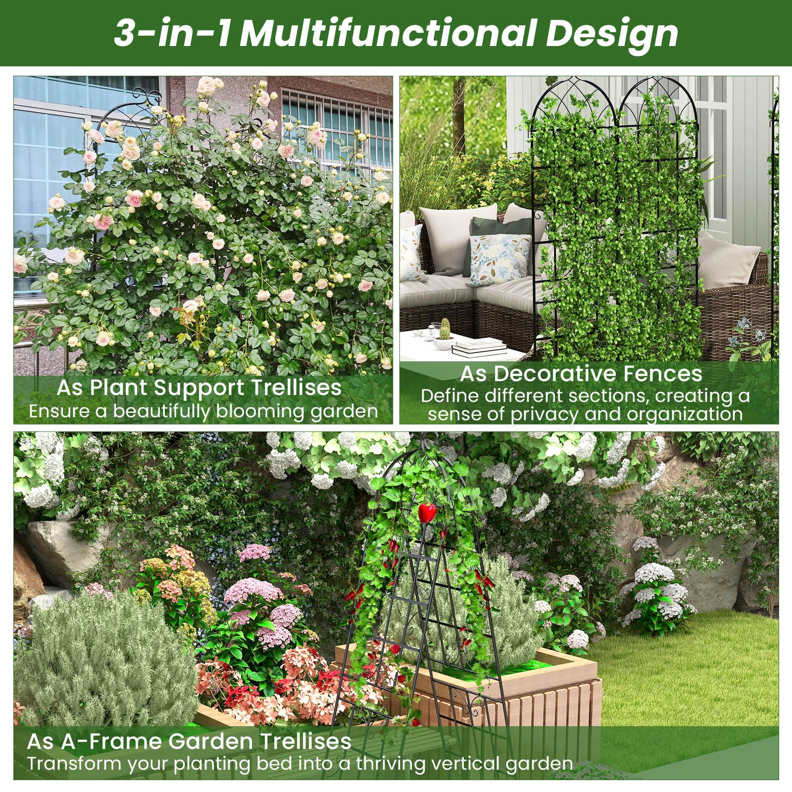 Giantex 2 Pack Trellis for Climbing Plants Outdoor, 7 FT Tall Galvanized Steel Garden Trellis 