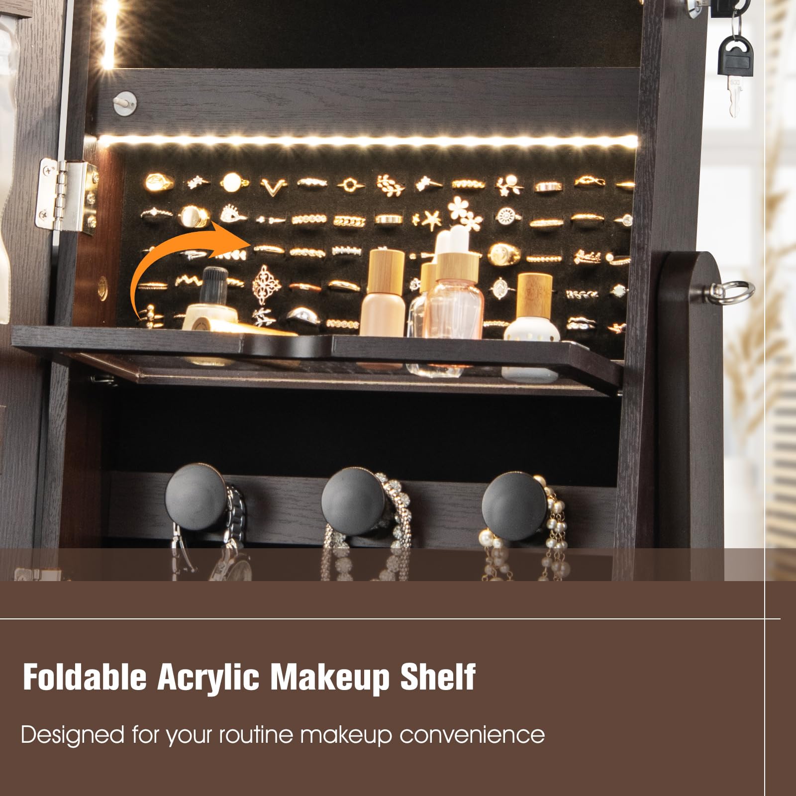 CHARMAID Jewelry Armoire with Full Length Mirror 