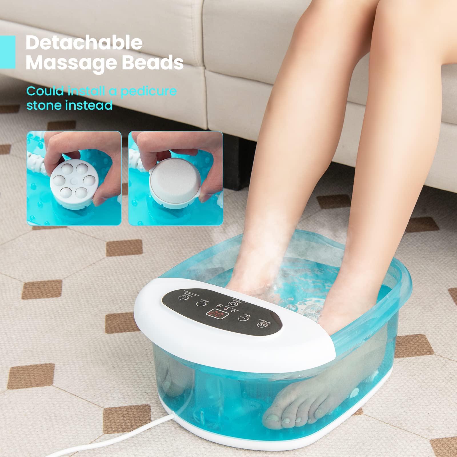 Giantex Foot Spa with Heat and Massage - Feet Bath Soak Tub w/Bubble, Vibration, Removable Pedicure Stone 