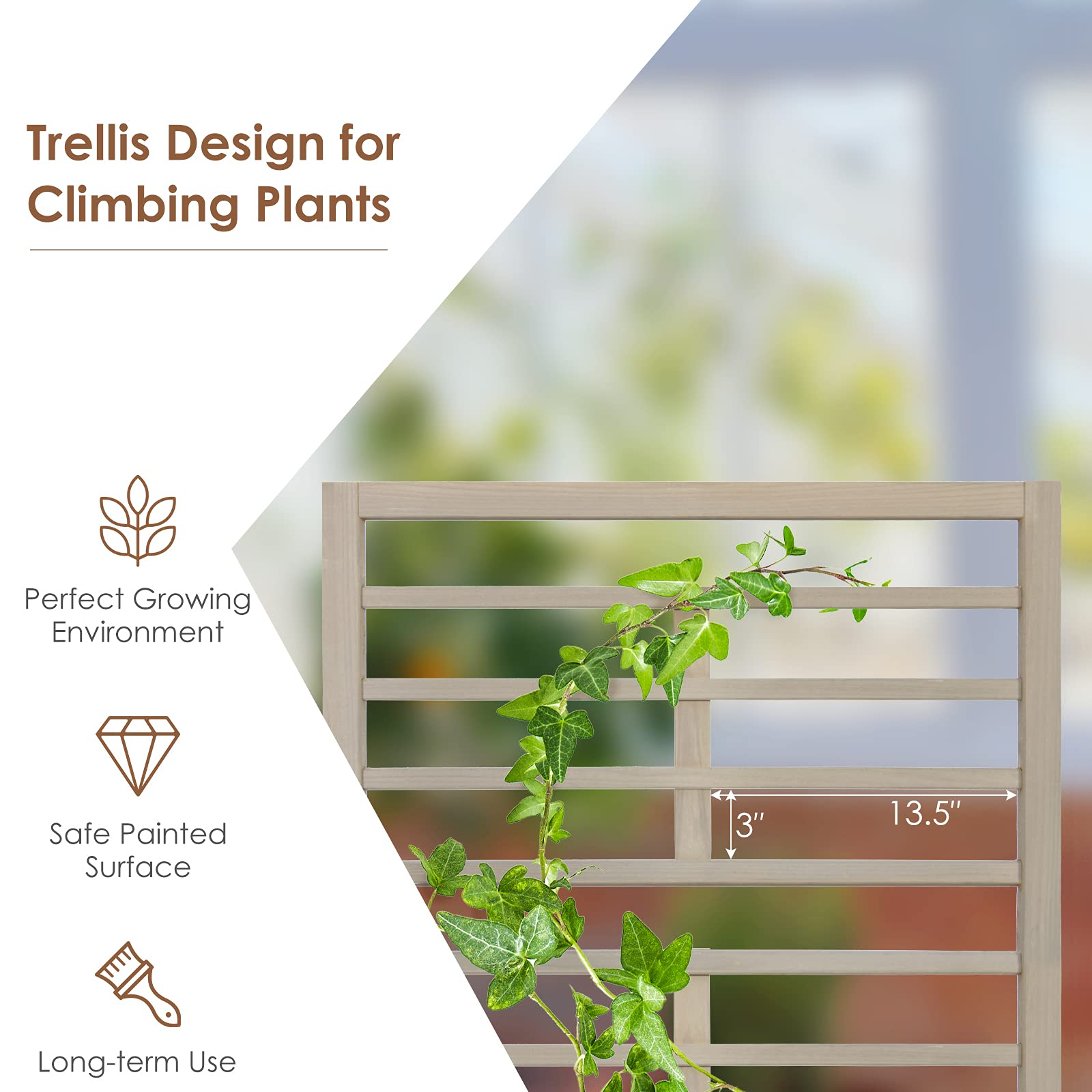 Plant Raised Bed with Trellis for Flower Climbing 