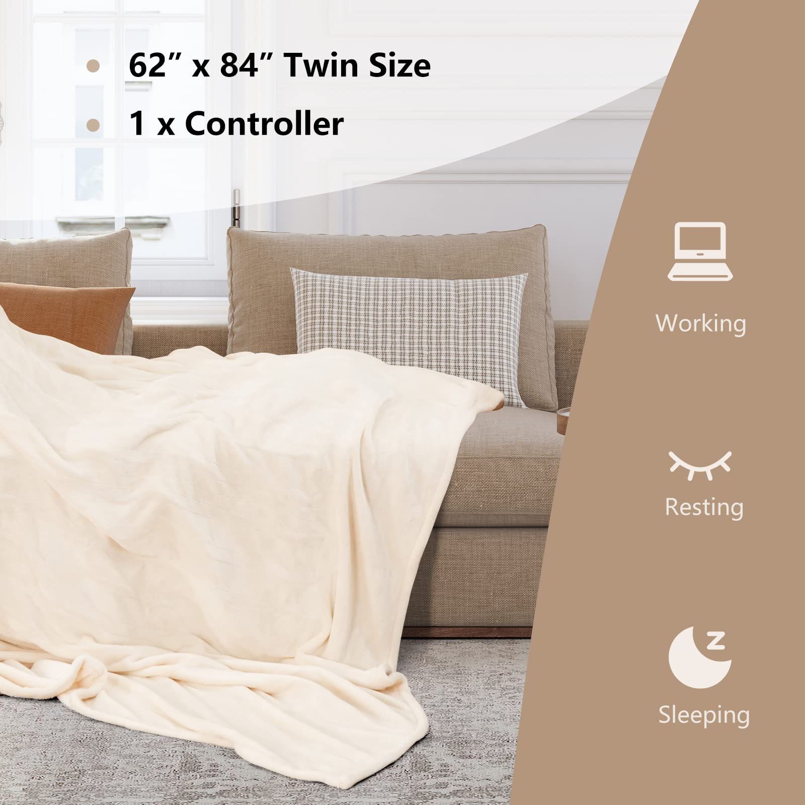 Giantex Electric Blanket Heated Throw Blanket 
