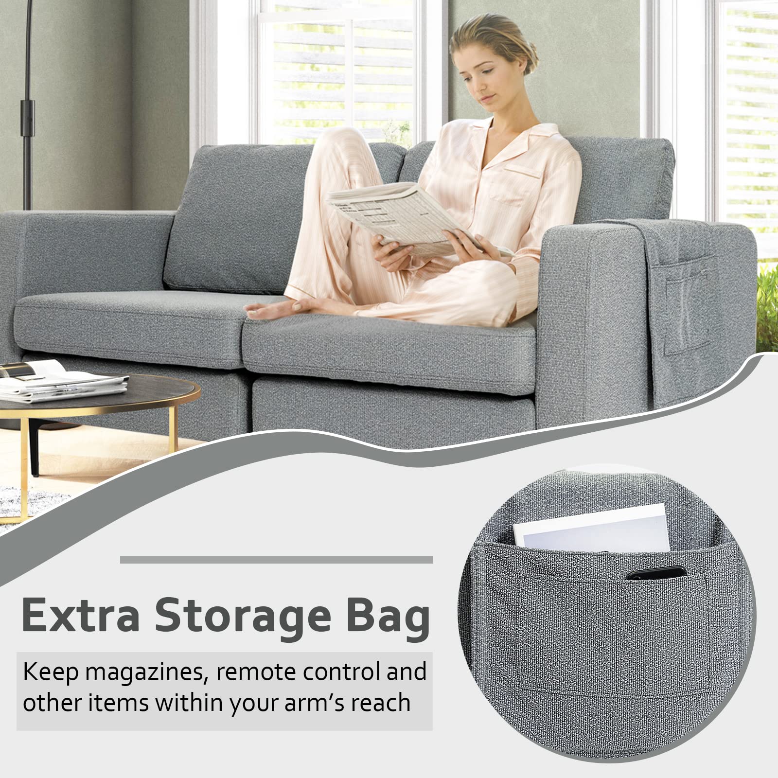 Giantex 2-Seat Sofa Couch, 66" L Modern Loveseat 