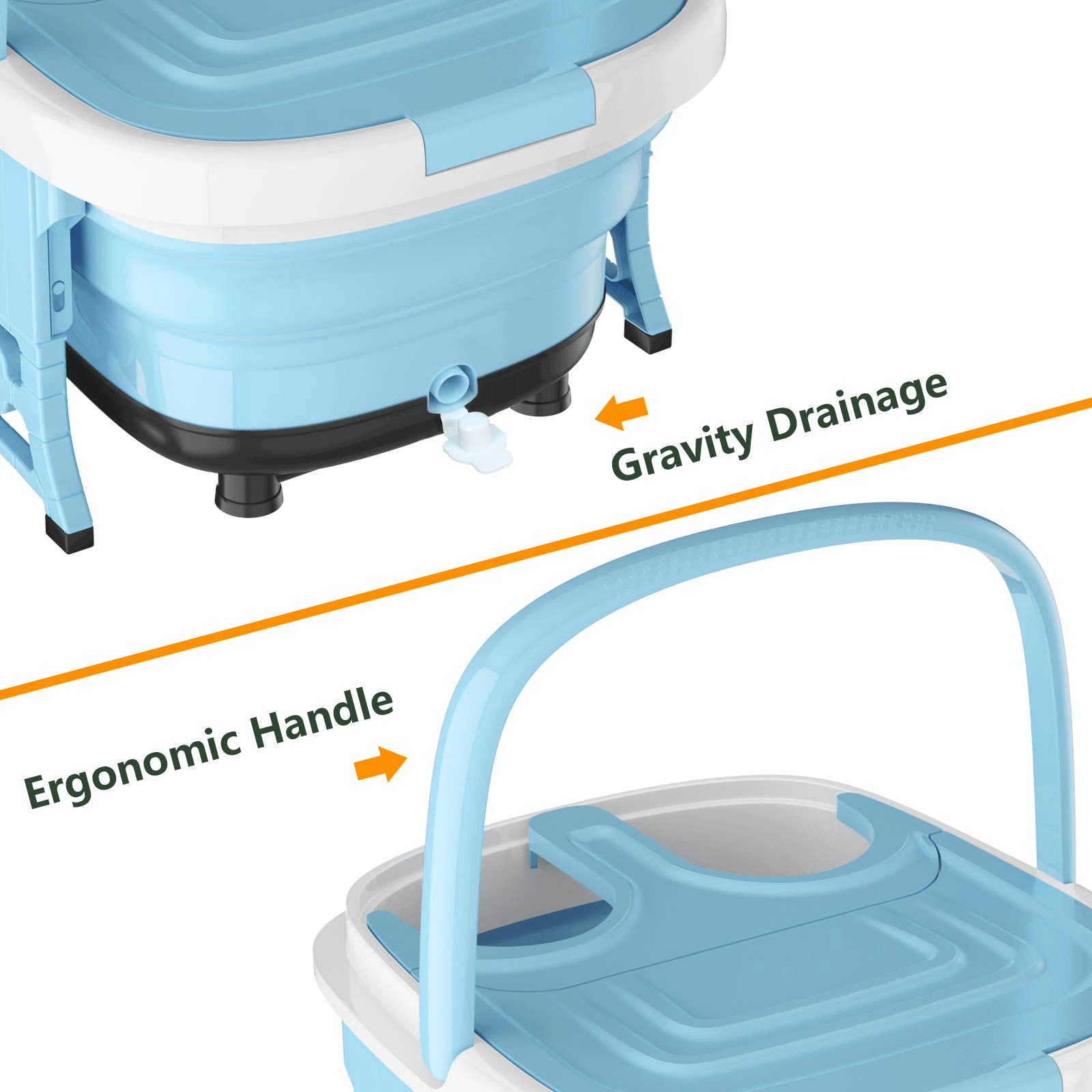 Giantex 6 in 1 Foot Spa Bath Massager Collapsible, Pedicure Tub Bath w/Folding Cover, Feet Salon Tub (Blue/Gray) 