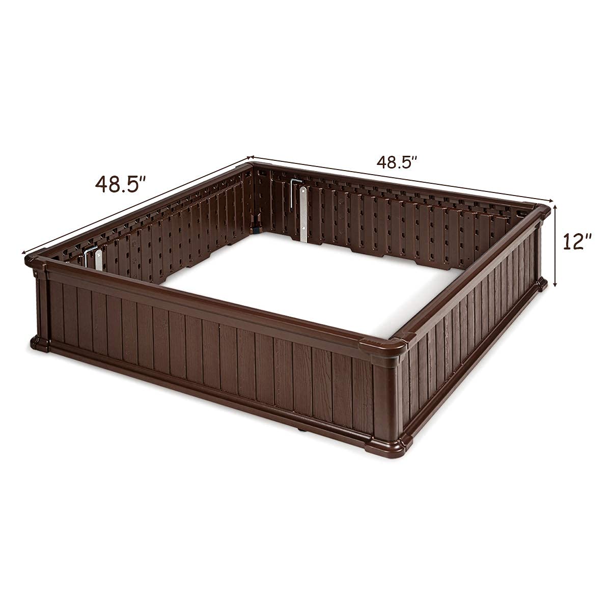 Planter for Flower Vegetables (48.5''Lx48.5''Wx12''H, Brown) 