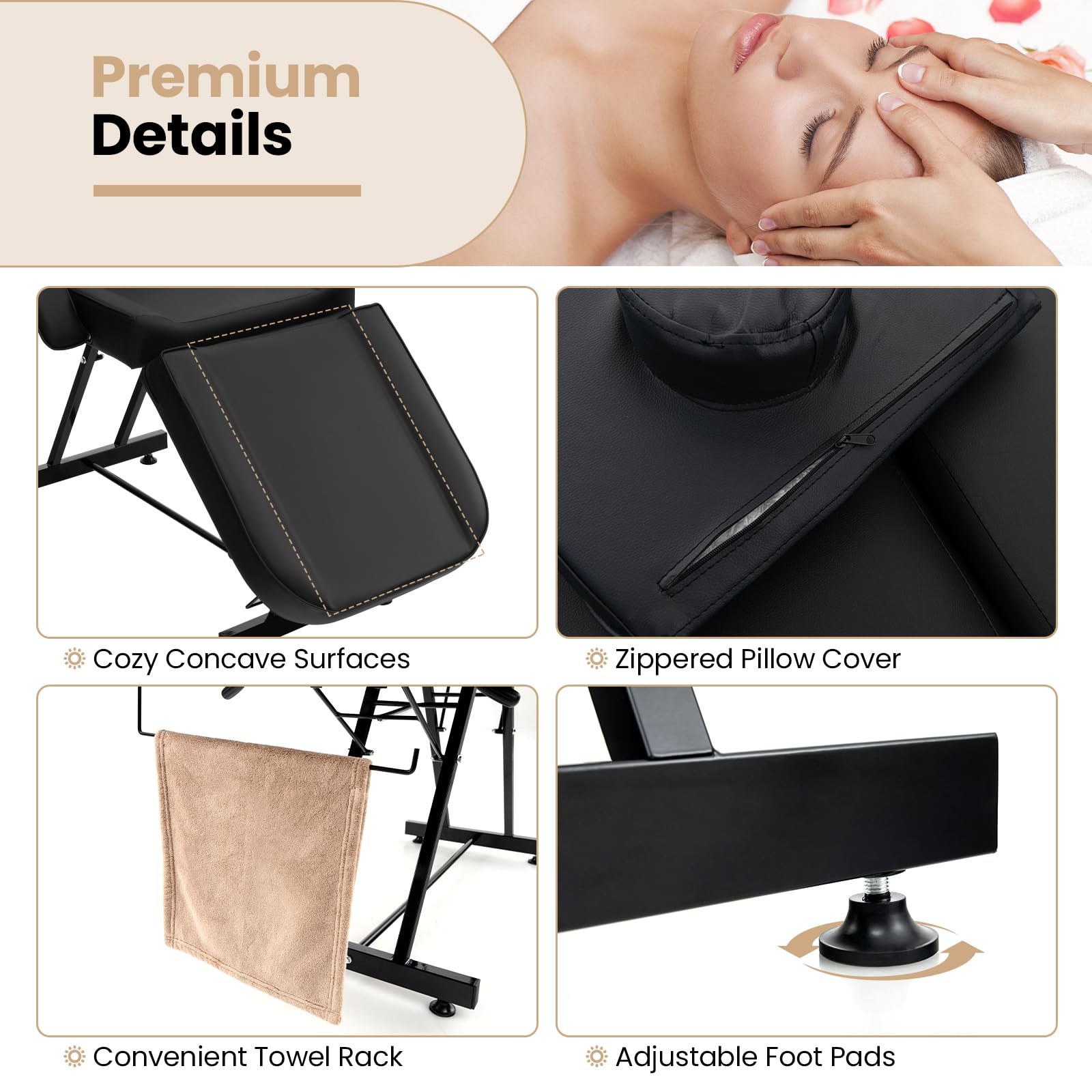 Giantex 73" Facial Chair with Hydraulic Stool, Tattoo Chair with with Adjustable Backrest & Legrest 