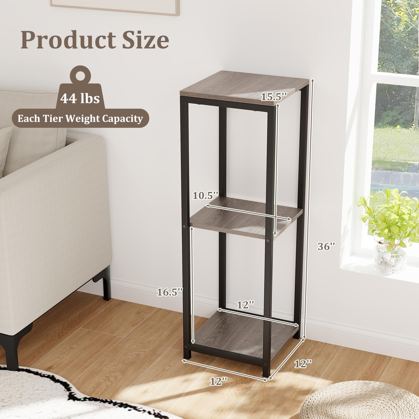 Giantex 3 Tier Tall Plant Stand Indoor, 36 Inch Corner Plant Holder with Metal Frame 