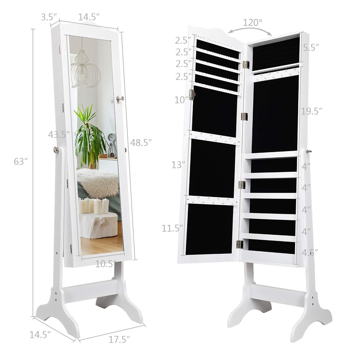 Giantex Jewelry Cabinet Armoire Lockable with Mirror 