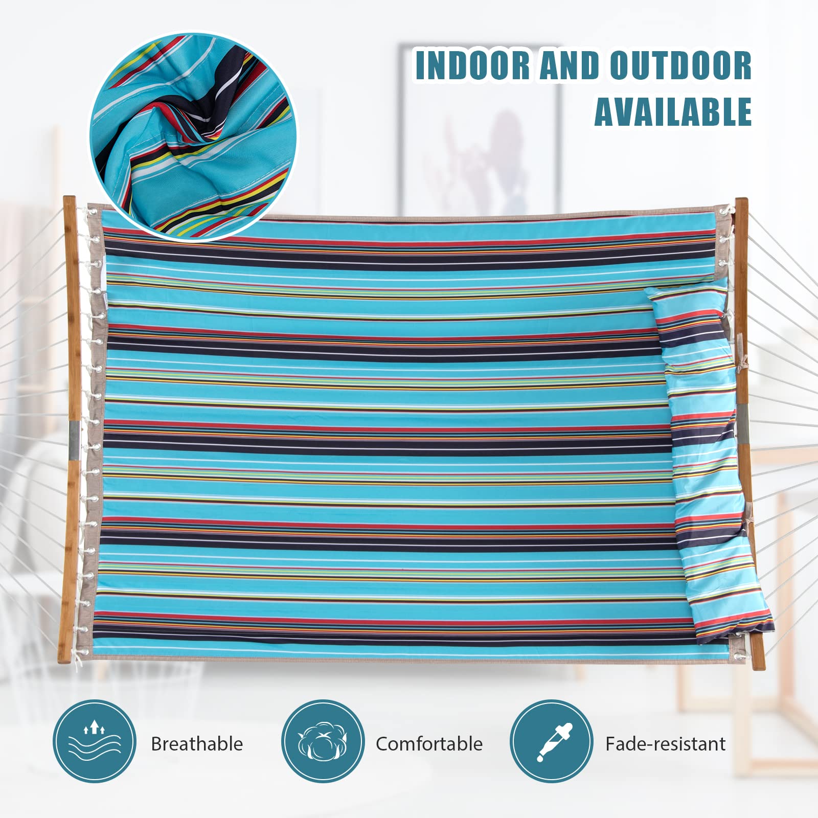 Giantex Hammock with Stand, Outdoor Hammock Swing with Stand Set (Blue&Red) 