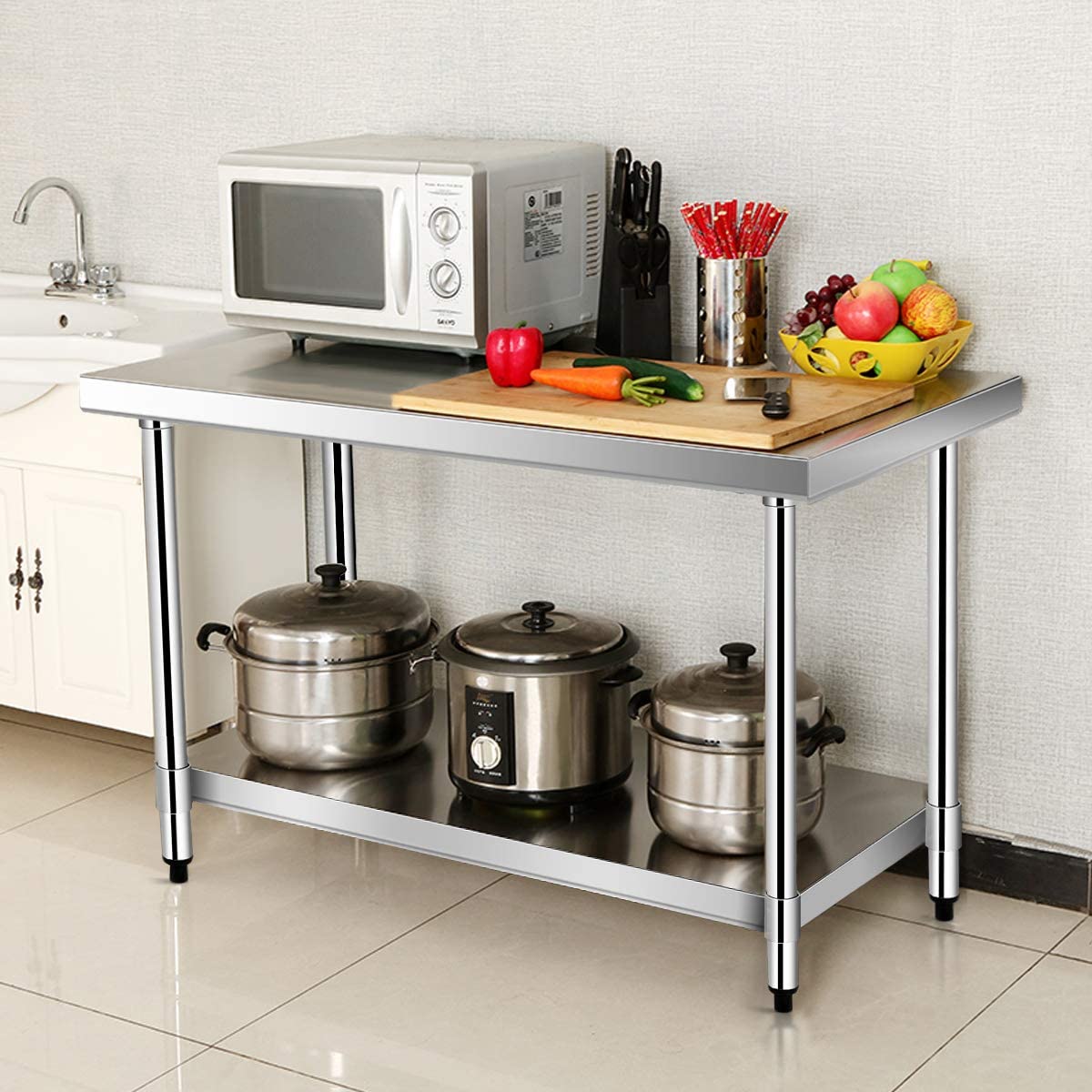 Giantex Stainless Steel Work Table with Shelf Commercial Kitchen Food Prep Table 