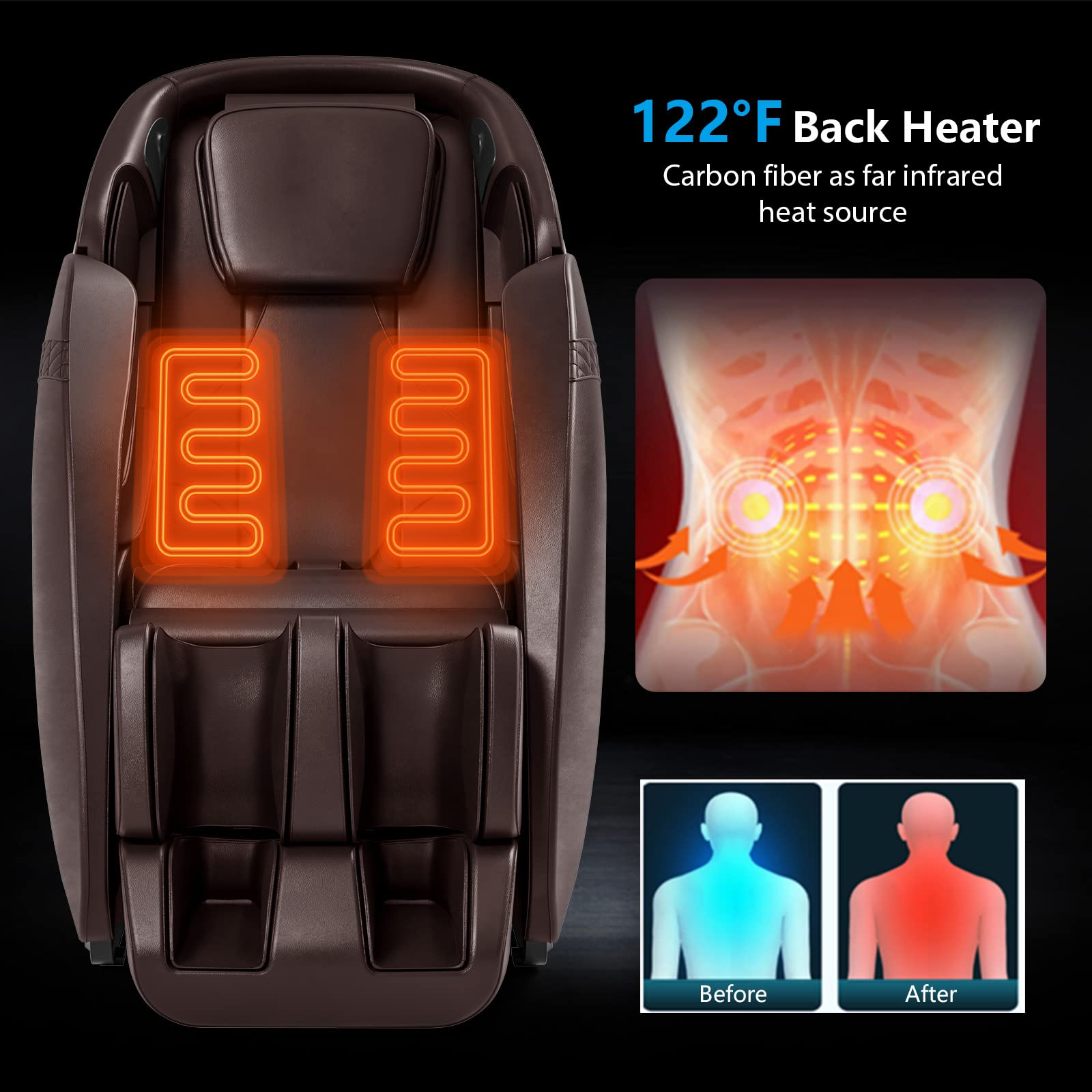 Giantex Massage Chair Full Body - Zero Gravity SL-Track Electric Massage Recliner with Voice Control, Blue-Tooth Speaker 
