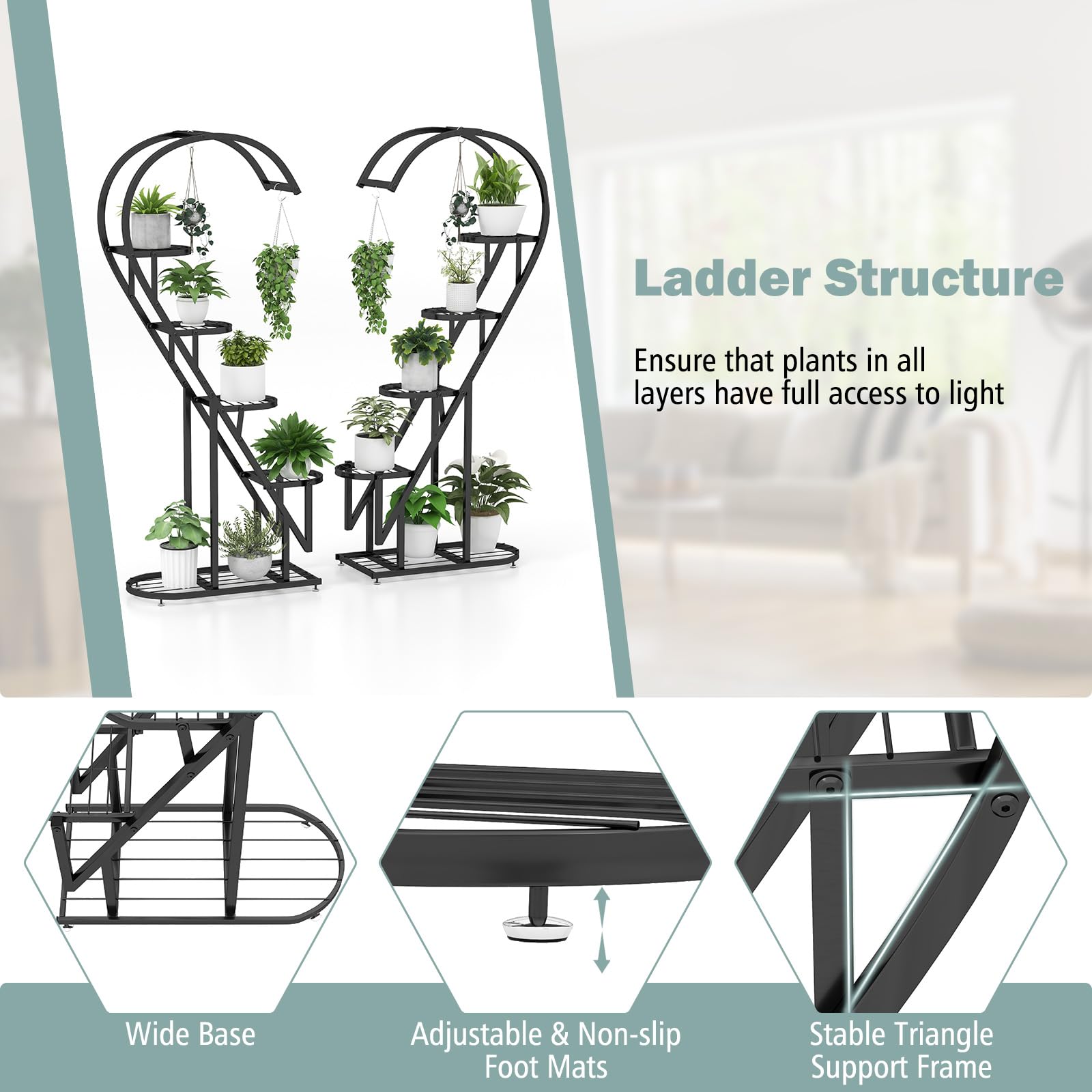 Giantex 5 Tier Metal Plant Stand Indoor 