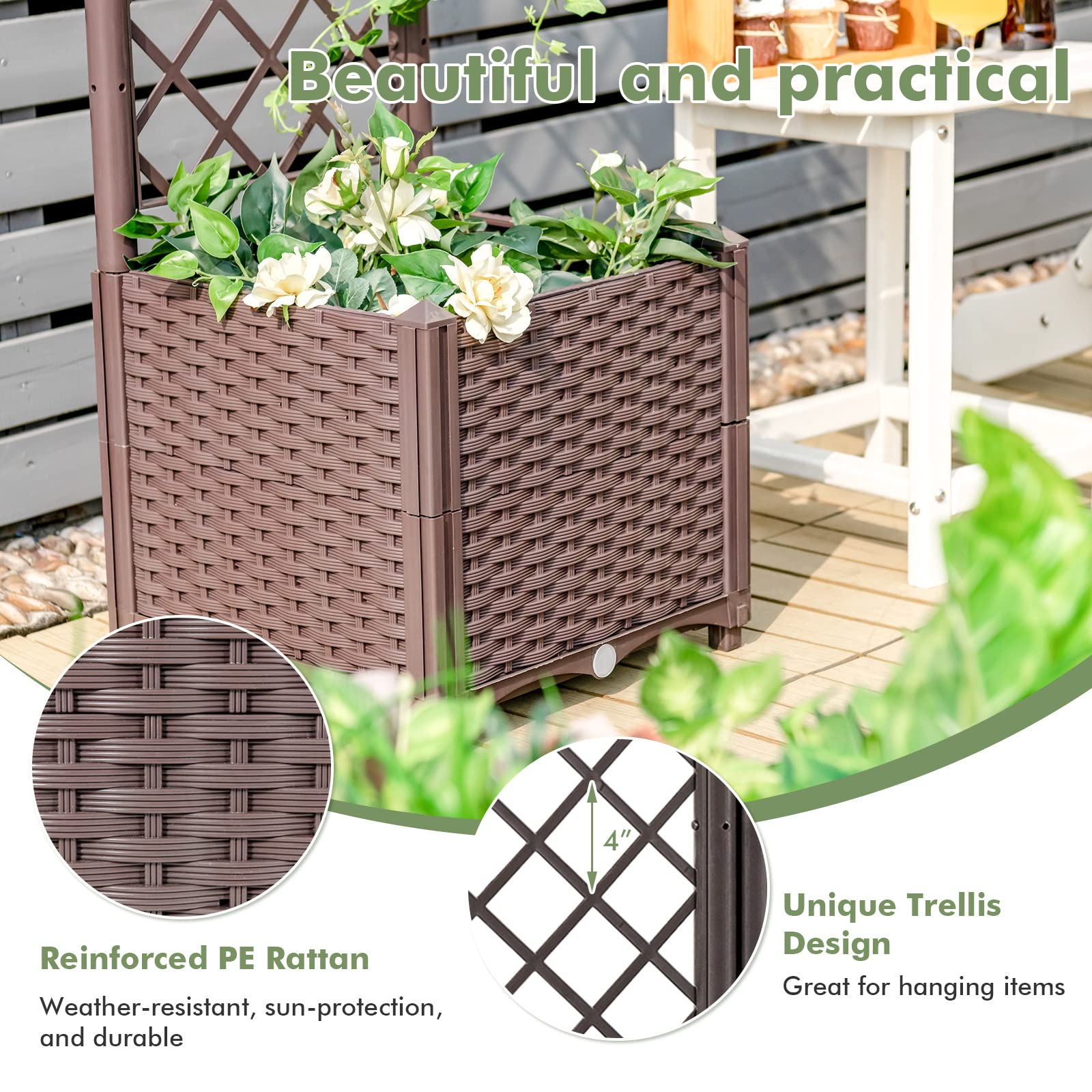 Giantex Raised Garden Bed with Trellis 