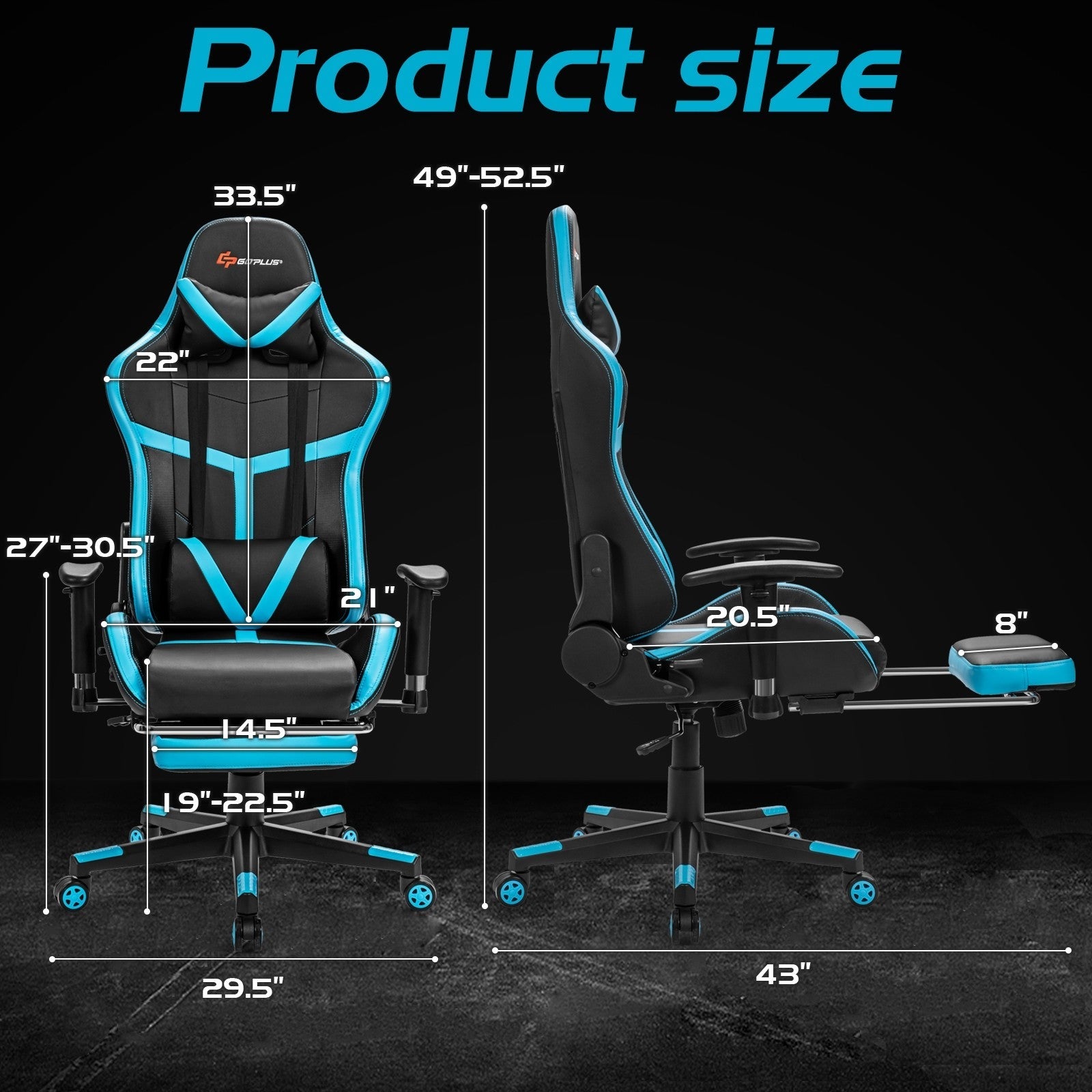 Computer Gaming Chair, Adjustable Massage Gaming Chair