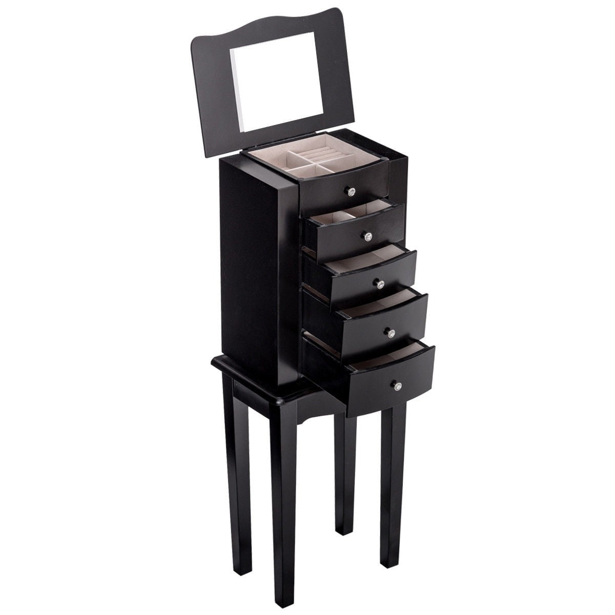 Jewelry Chest Armoire Cabinet Standing with Mirror 