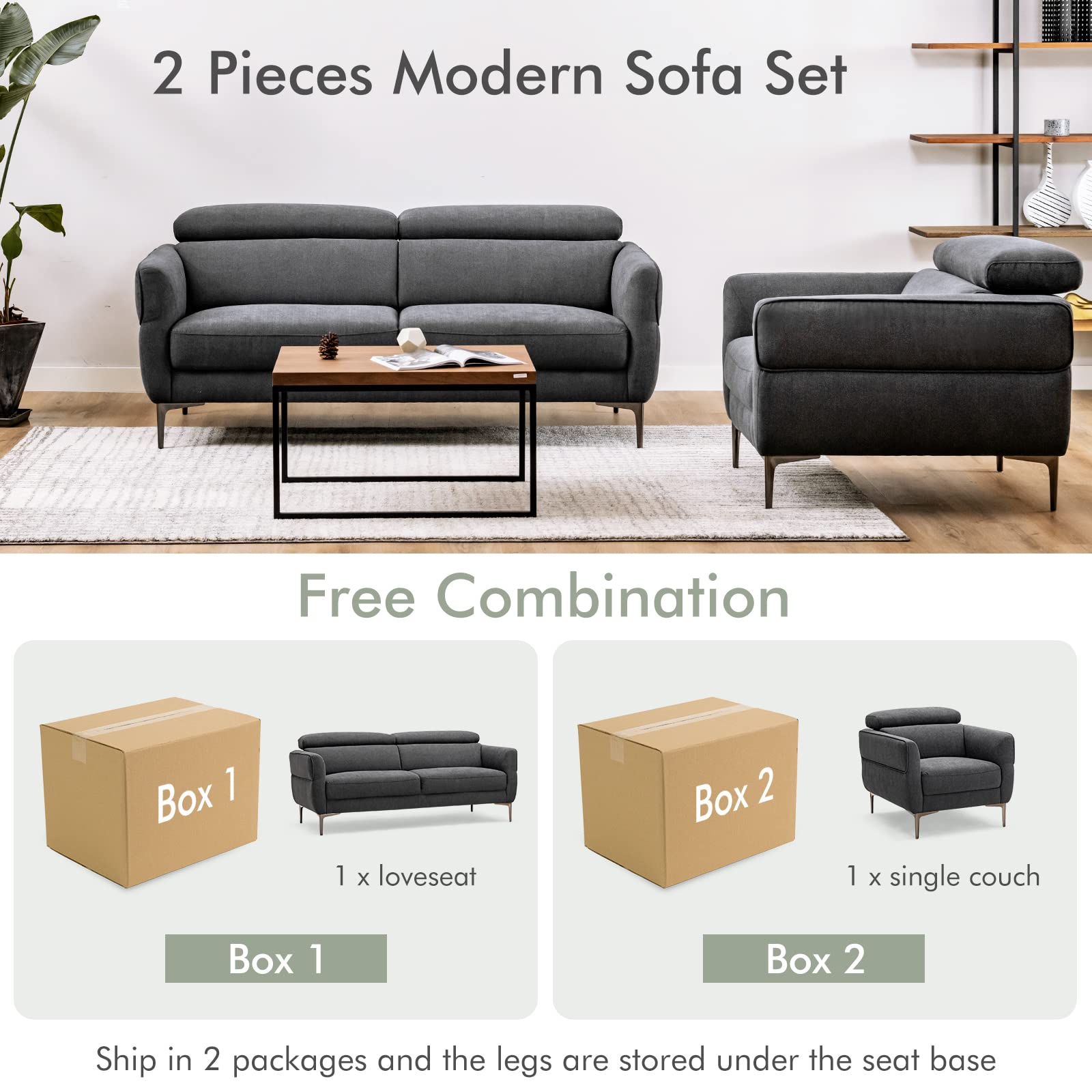 Giantex Sofa Couch and Accent Chairs Set 