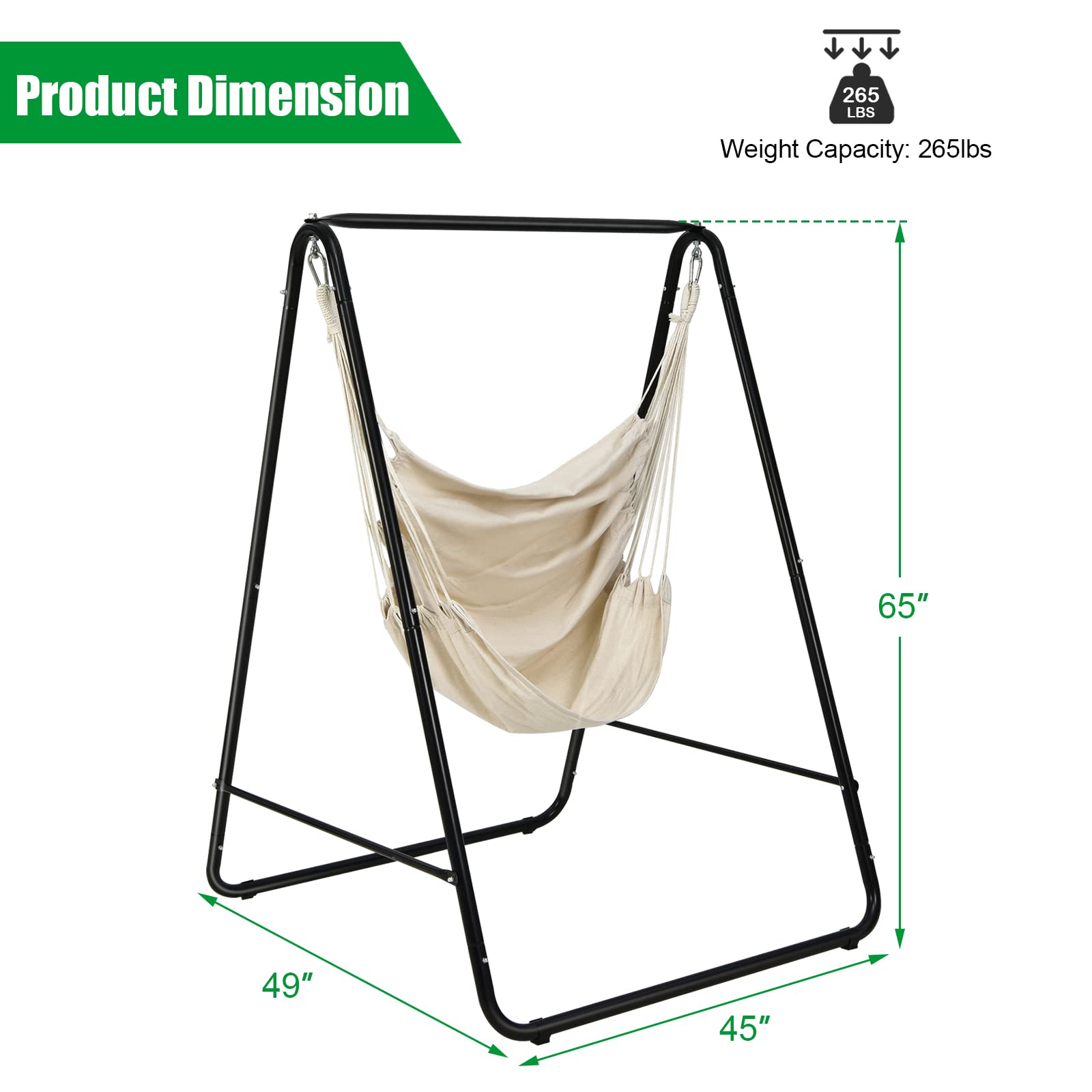 Heavy-Duty Powder-Coated Steel Stand with Hanging Swing Chair 