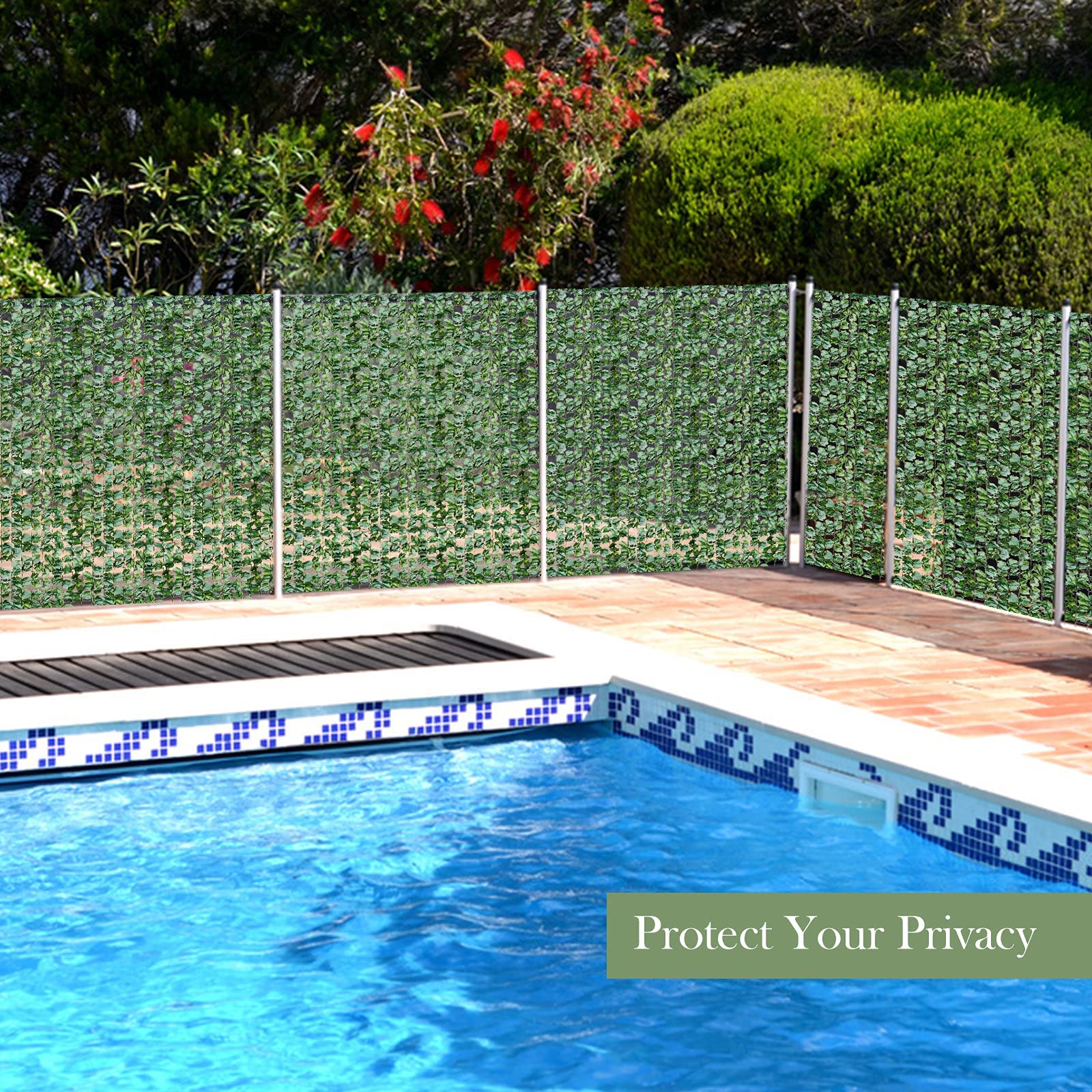 Artificial Hedges Faux Ivy Leaves Fence Decorative Trellis Privacy Fence Screen Mesh 