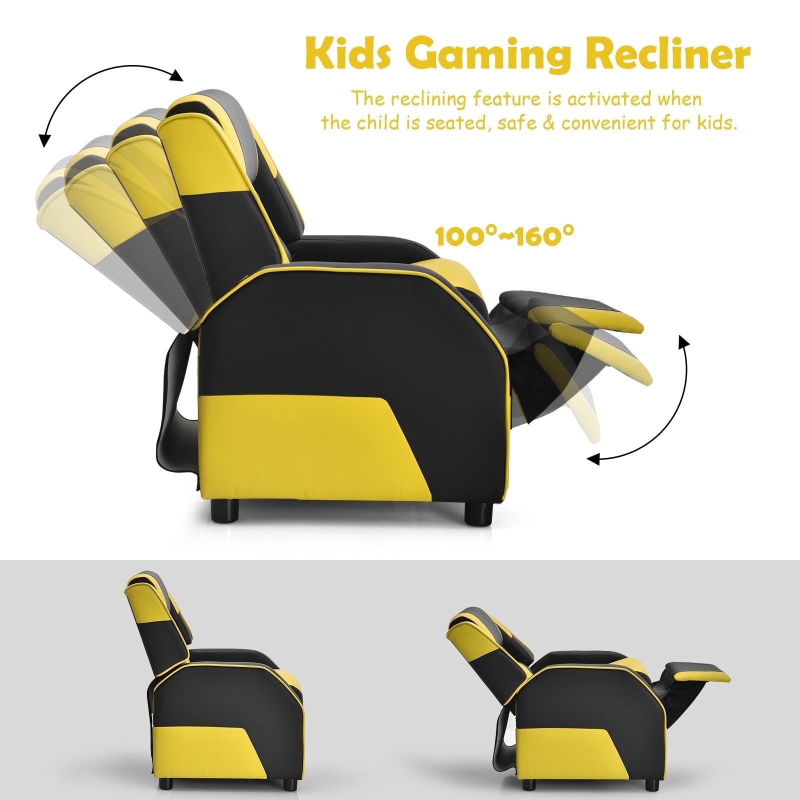 Kids/Youth Gaming Recliner Chair, Ergonomic PU Leather Armchair Lounge Chair for Living & Gaming Room