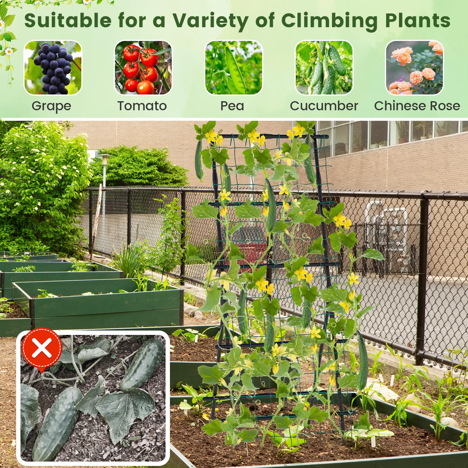 Giantex Cucumber Trellis, Trellis for Climbing Plants Outdoor