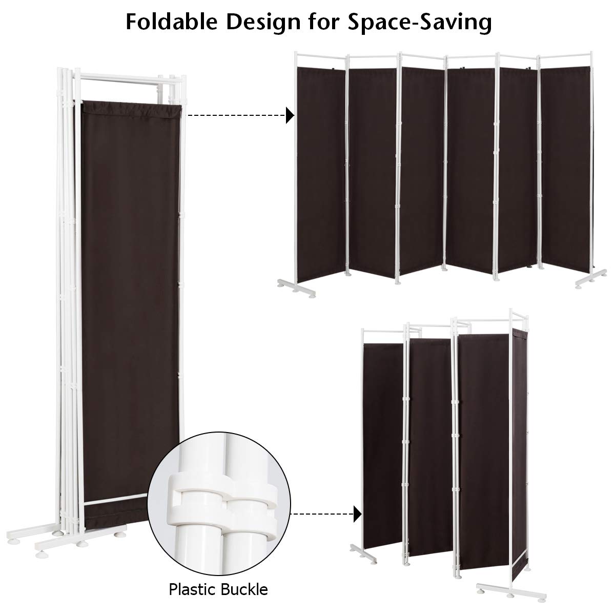 Giantex 6 Panel Room Divider, 6 Ft Folding Screen with Steel Support Base