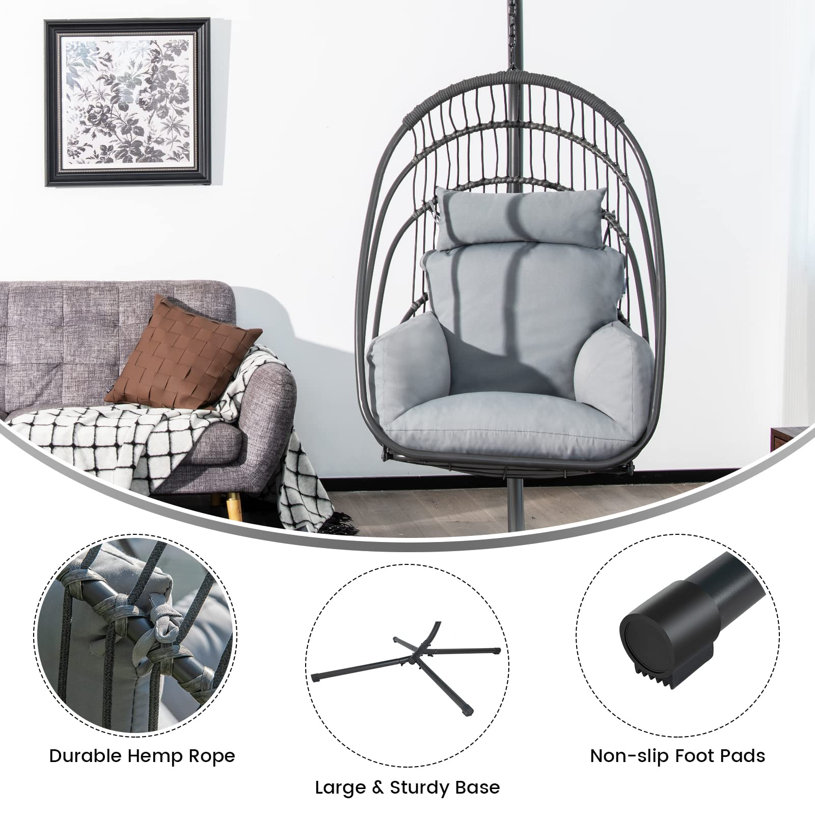 Giantex Egg Chair Hammock Stand - Hanging Swing with Stand 