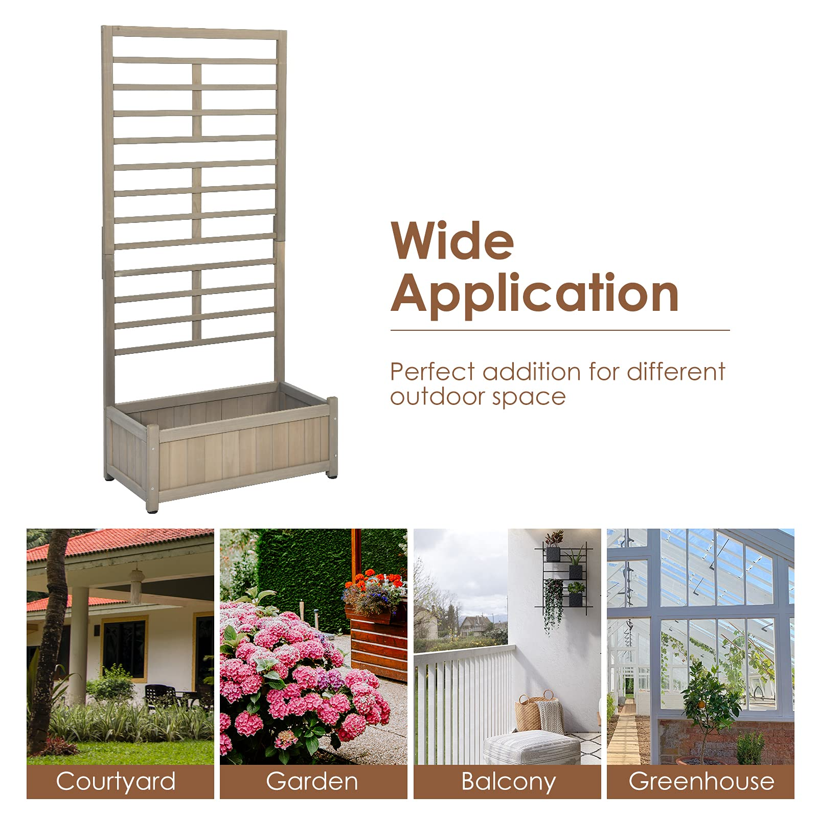 Plant Raised Bed with Trellis for Flower Climbing 