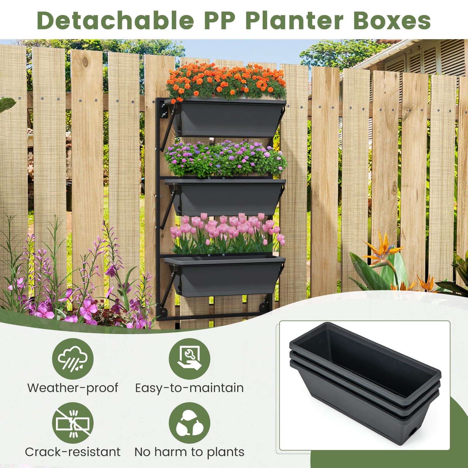 Giantex Vertical Raised Garden Bed, Hanging & Wall-Mounted Planter Garden Boxes 