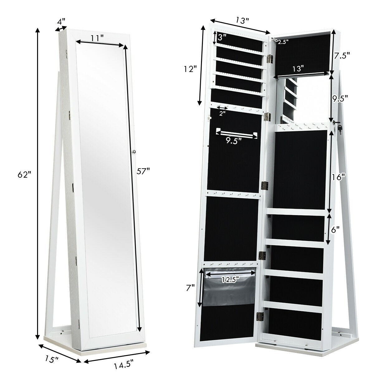CHARMAID | Standing Jewelry Armoire 
