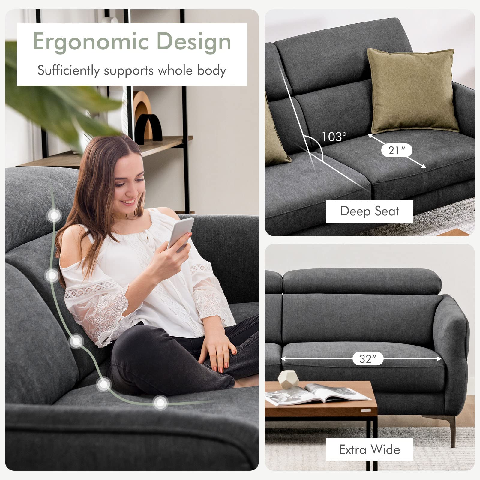 Giantex Sofa Couch and Accent Chairs Set 