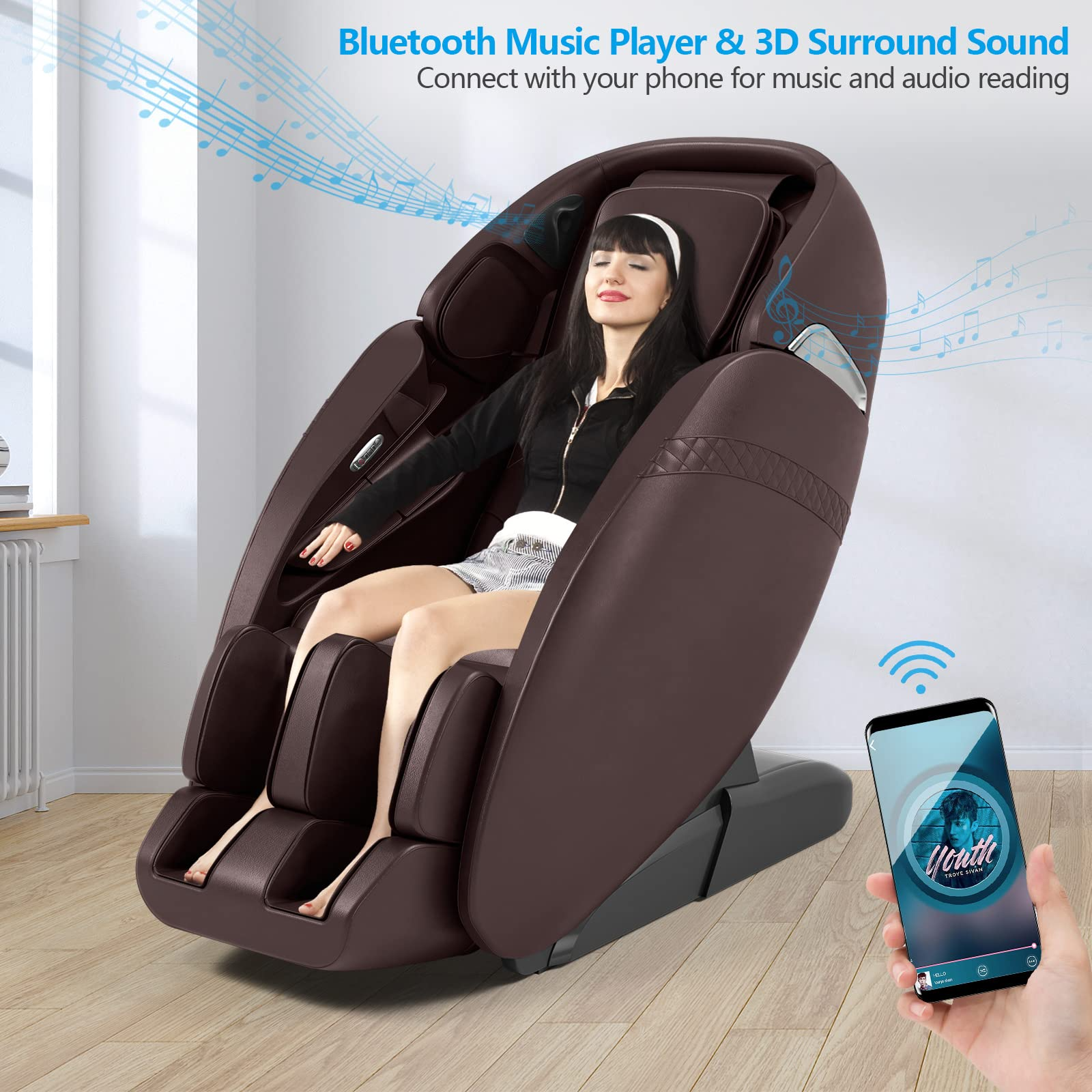 Giantex Massage Chair Full Body - Zero Gravity SL-Track Electric Massage Recliner with Voice Control, Blue-Tooth Speaker 