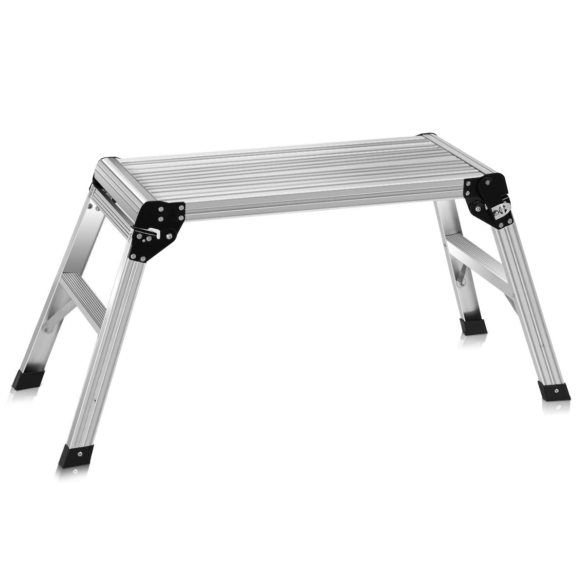 Giantex Capacity 330 LBS Heavy Duty Portable Bench Folding Ladders Stool w/Non-Slip Mat (Silver) 