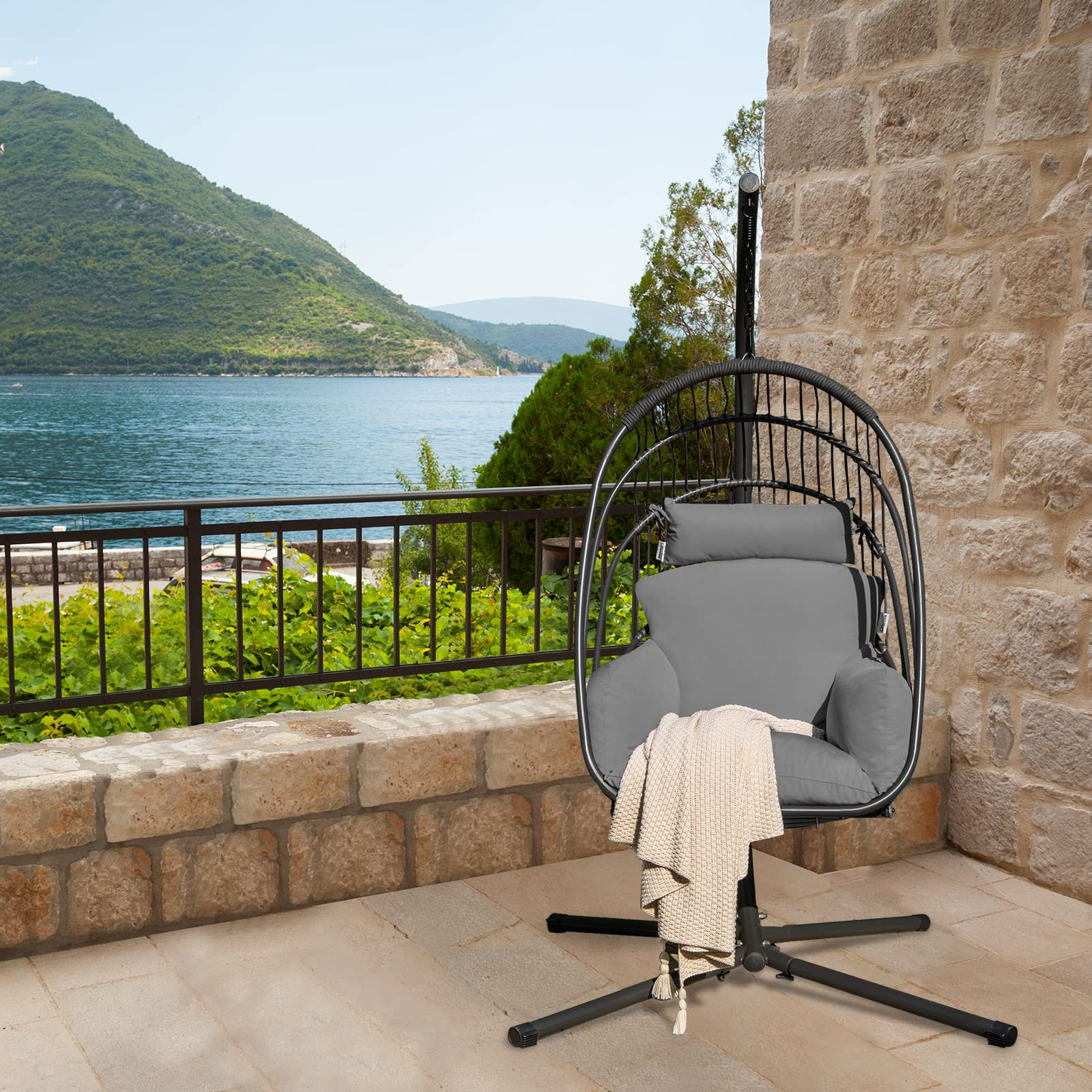 Giantex Egg Chair Hammock Stand - Hanging Swing with Stand 