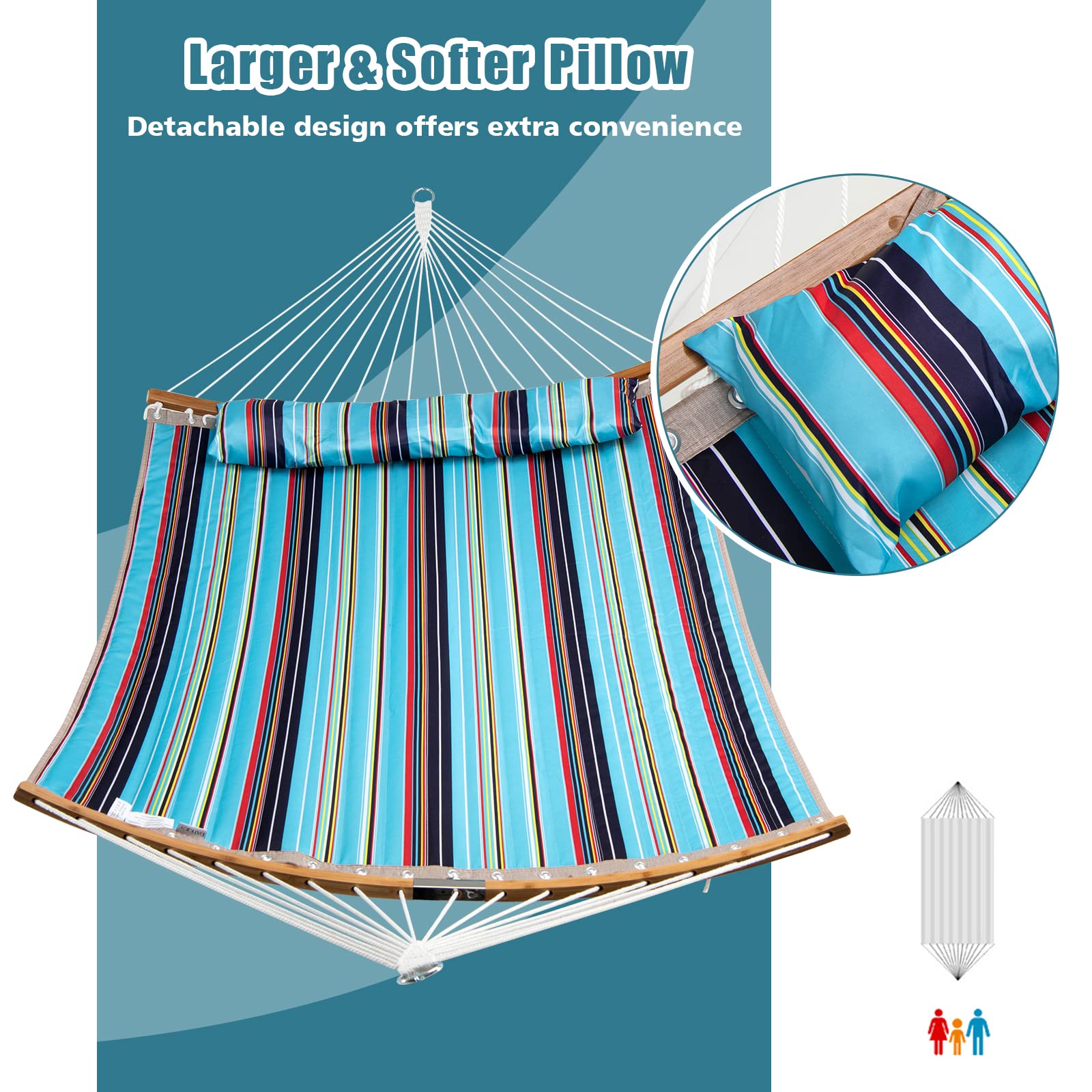 Giantex Hammock with Stand, Outdoor Hammock Swing with Stand Set (Blue&Red) 