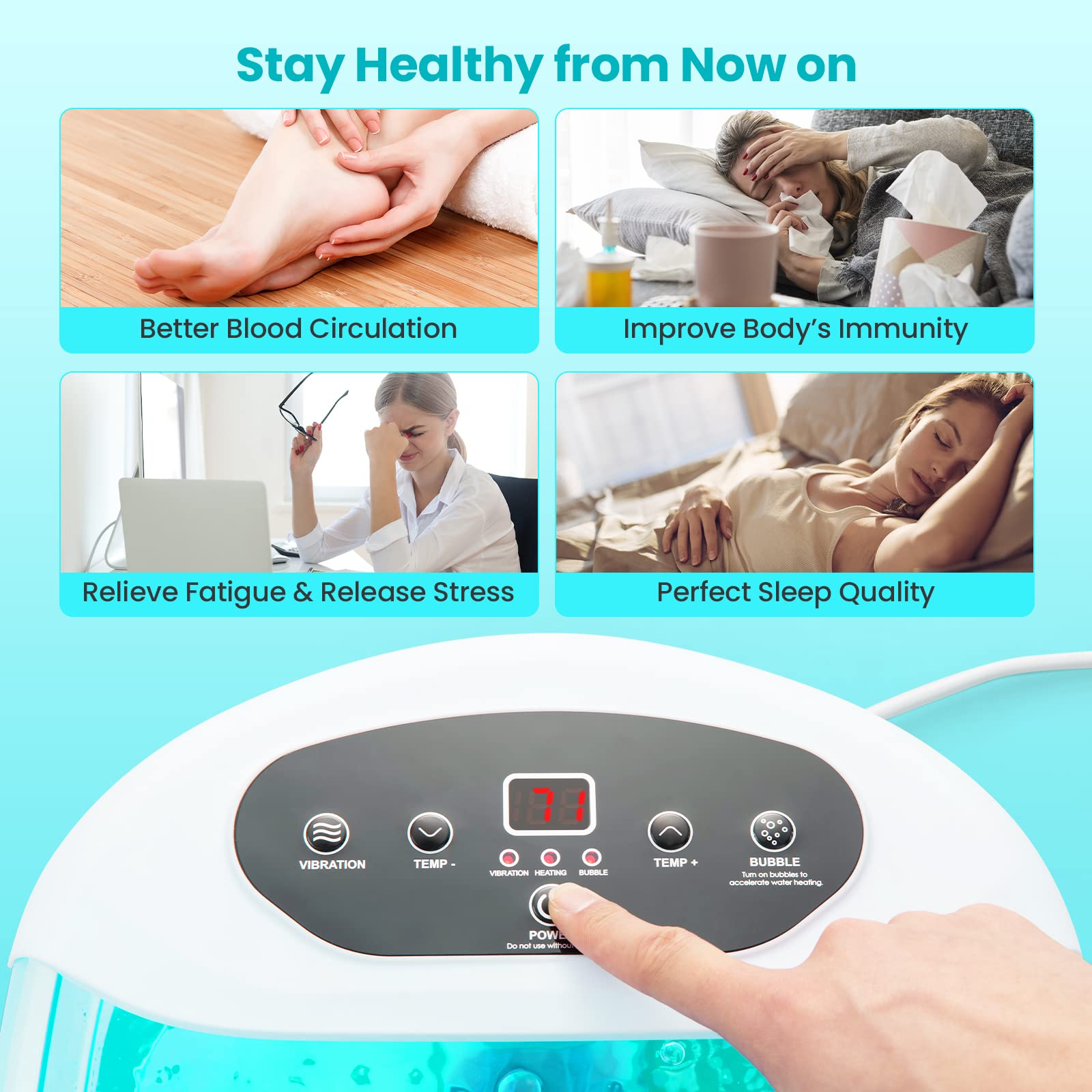 Giantex Foot Spa with Heat and Massage - Feet Bath Soak Tub w/Bubble, Vibration, Removable Pedicure Stone 