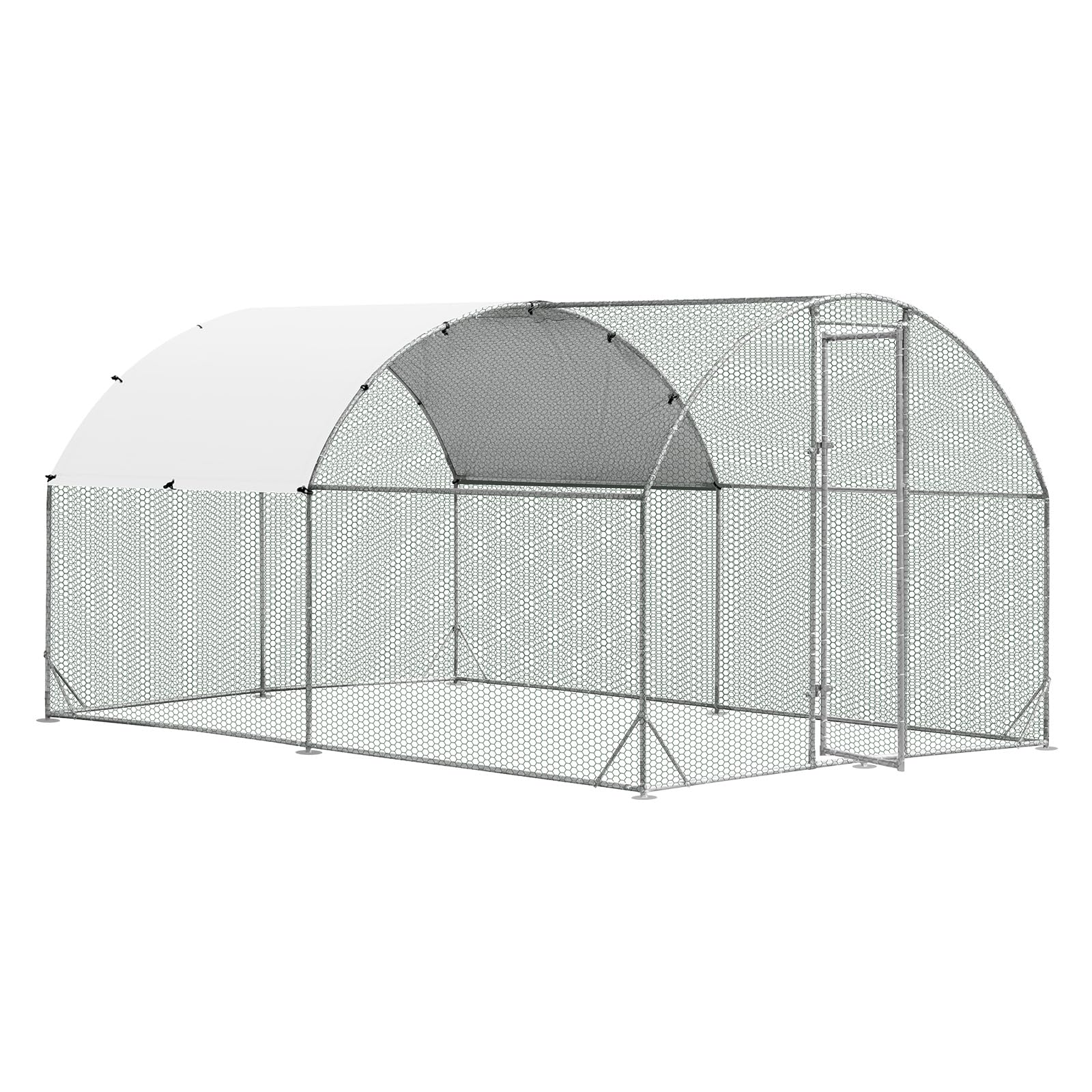 Giantex Metal Chicken Coop, Galvanized Walk-in Chicken Run with Waterproof PE Cover, Dome 