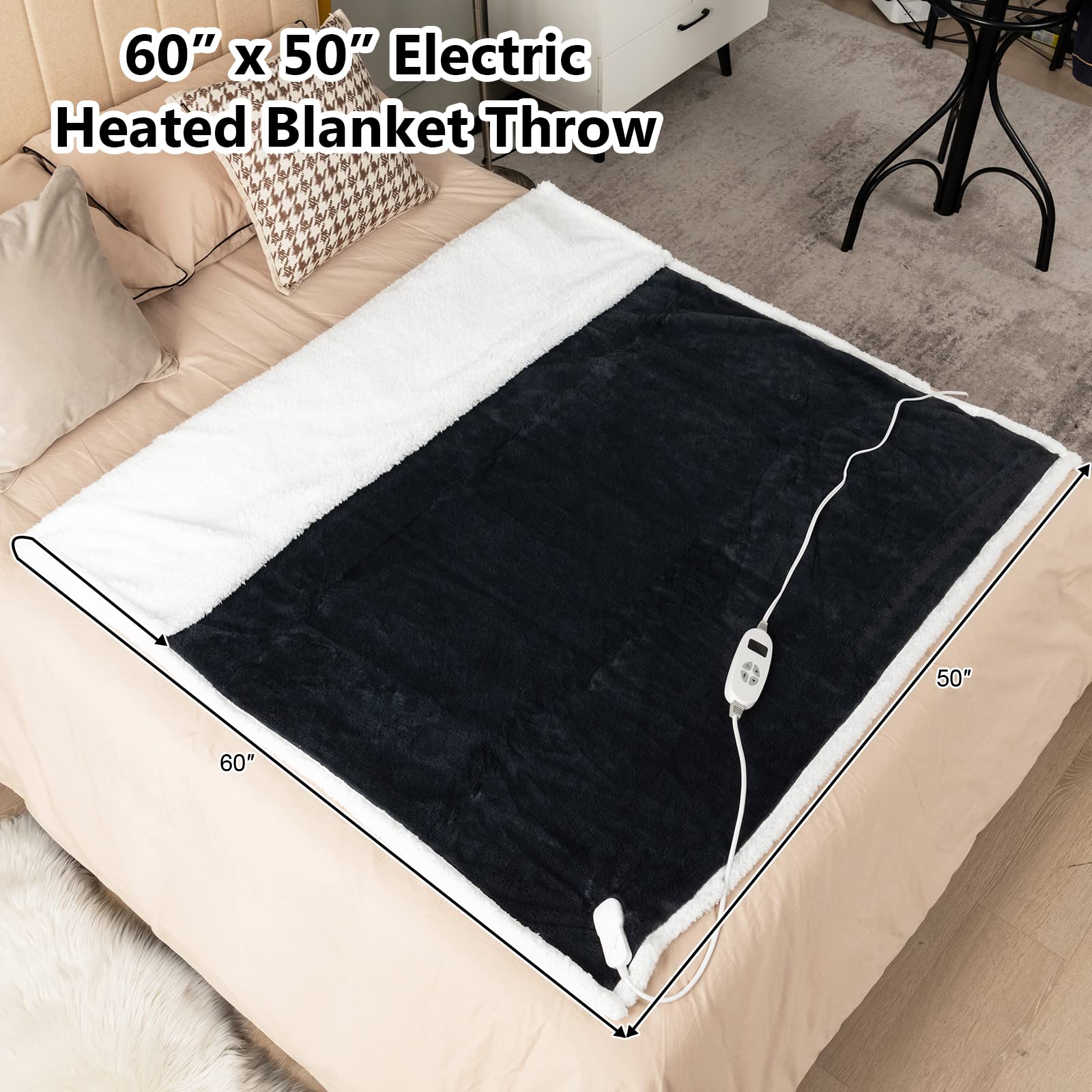 Giantex Heated Blanket 60'' x 50'' Electric Blanket Throw 