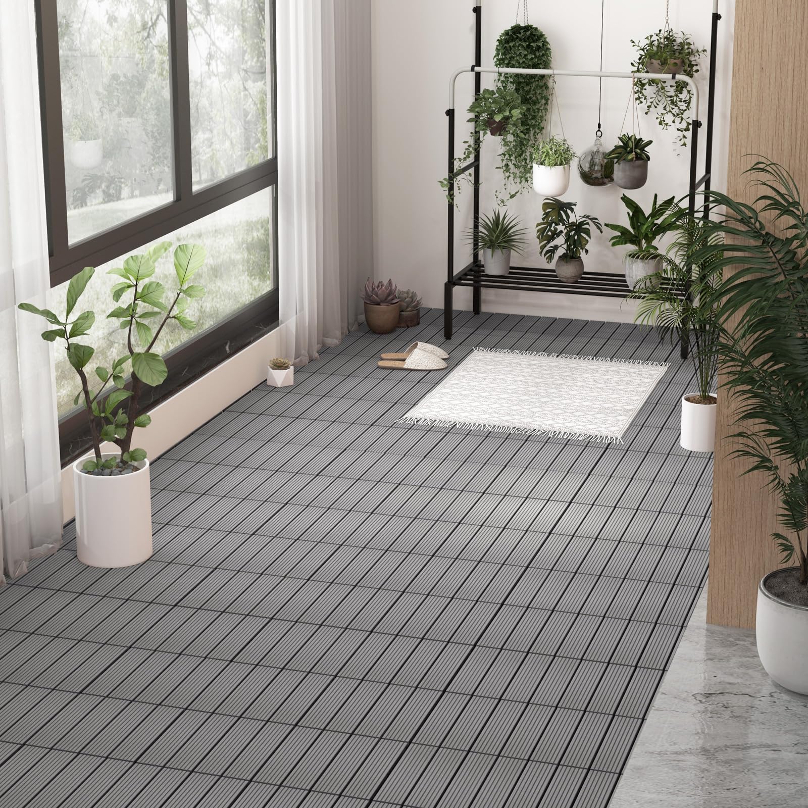 Giantex Interlocking Deck Tiles 18/36 Pack - 12 x 12 in Composite Outdoor Flooring Covering All Weather Use 