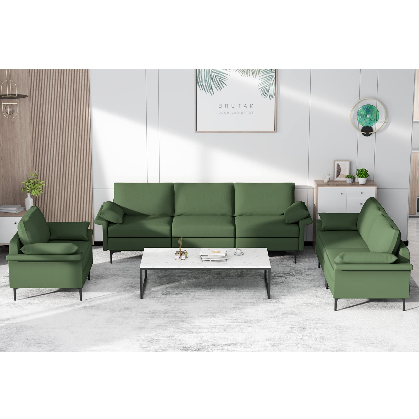 Giantex 3-Seat Sectional Sofa Couch, 100.5" L Convertible Sleeper with USB Port & Outlet 