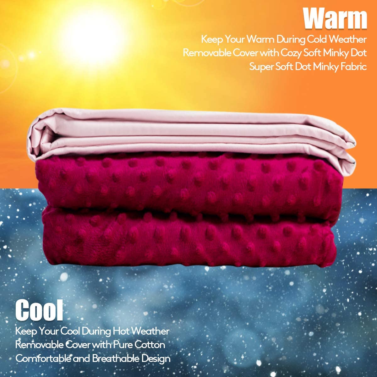 Giantex Weighted Blanket with Duvet Covers, Hot and Cold Duvet Cover Set, 60" x 80" | (Pink) 