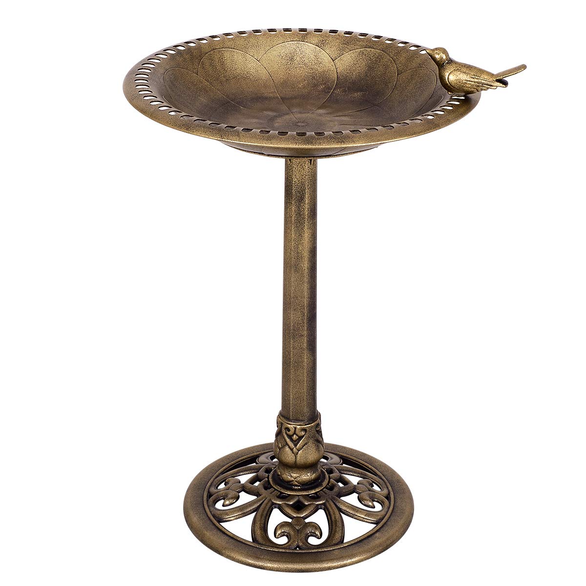 Giantex 28 Inch Height Pedestal Bird Bath Feeder Freestanding Antique Outdoor Garden Yard Patio Decor 