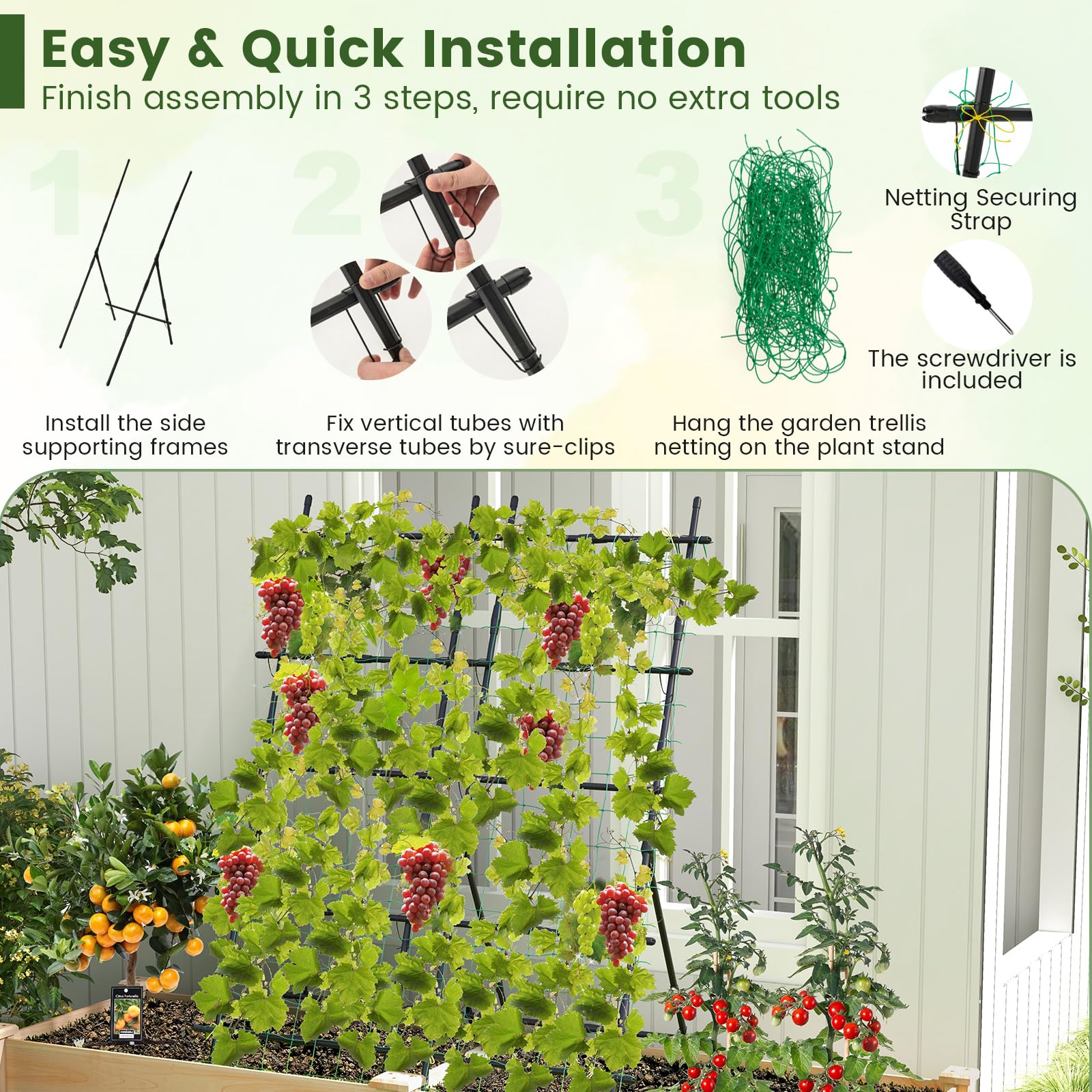 Giantex Cucumber Trellis, Trellis for Climbing Plants Outdoor 