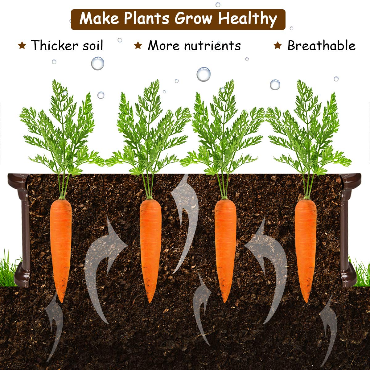Planter for Flower Vegetables (48.5''Lx48.5''Wx12''H, Brown) 