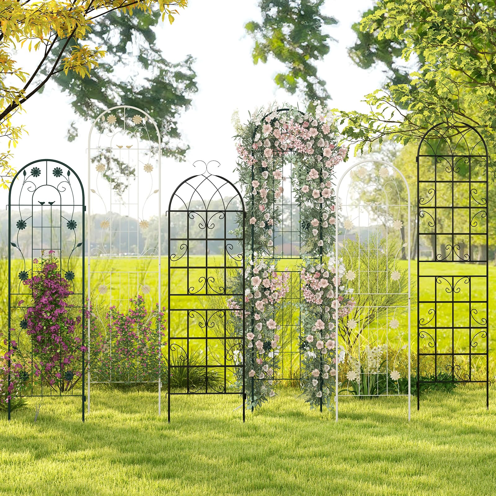 Giantex Garden Trellis, Tall Galvanized Steel Trellis for Climbing Plants