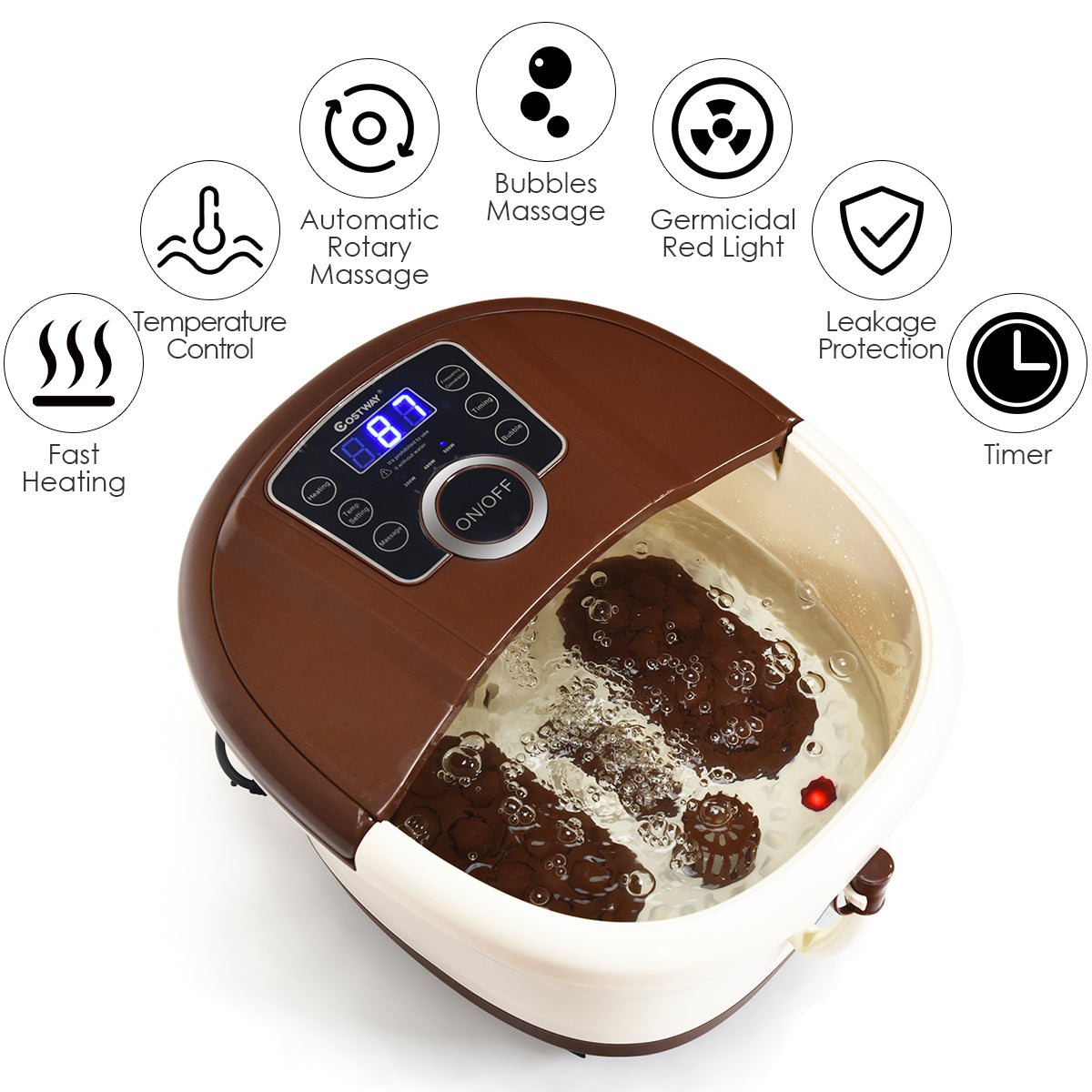 Giantex Foot Spa Bath Massager with Heat with 16 Pedicure Shiatsu Roller Massage Points 
