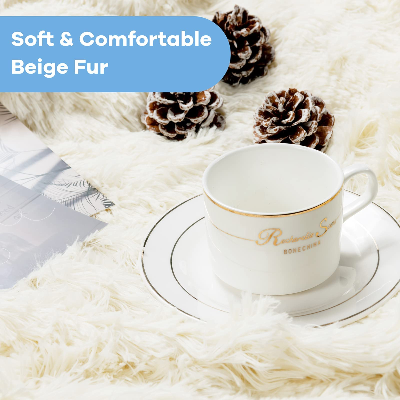 Giantex Reversible Soft Fur Blanket, Oversized Fluffy Throw Blanket 