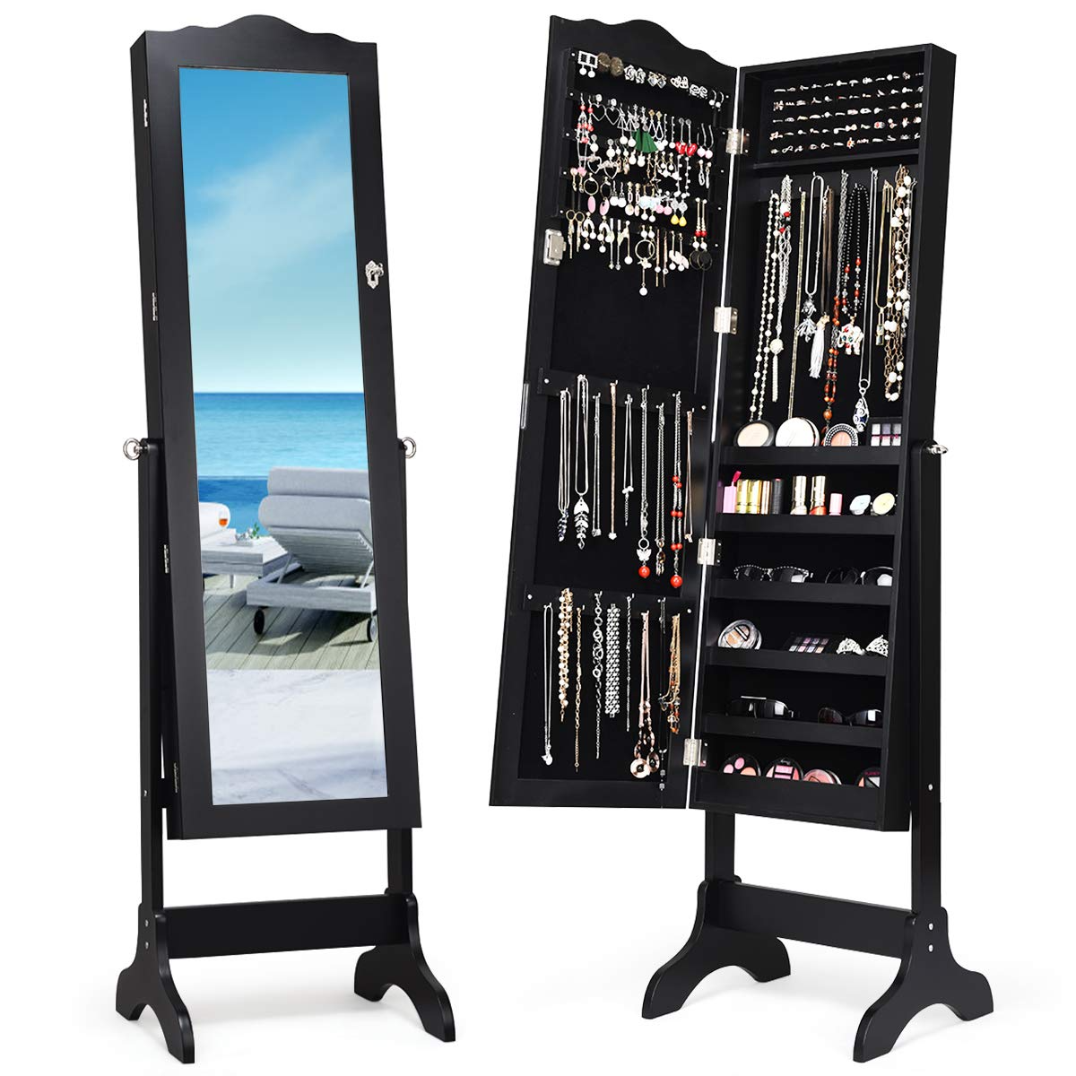 Giantex Jewelry Cabinet Armoire Lockable with Mirror 