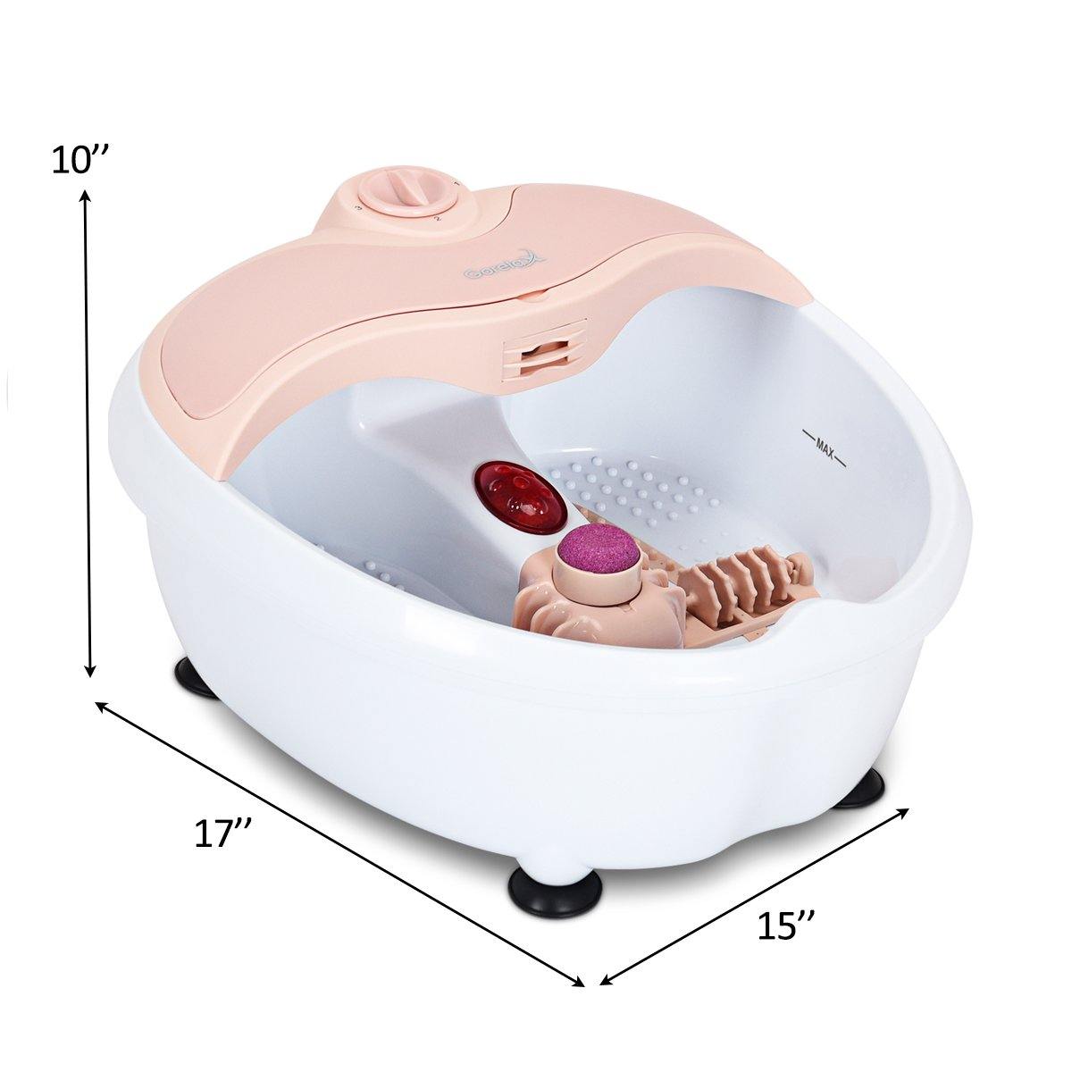 Giantex Foot Bath Massager Spa, Double-Layer Barrel Non-Cracking Foot Baths w/Callus Remover (Pink) 