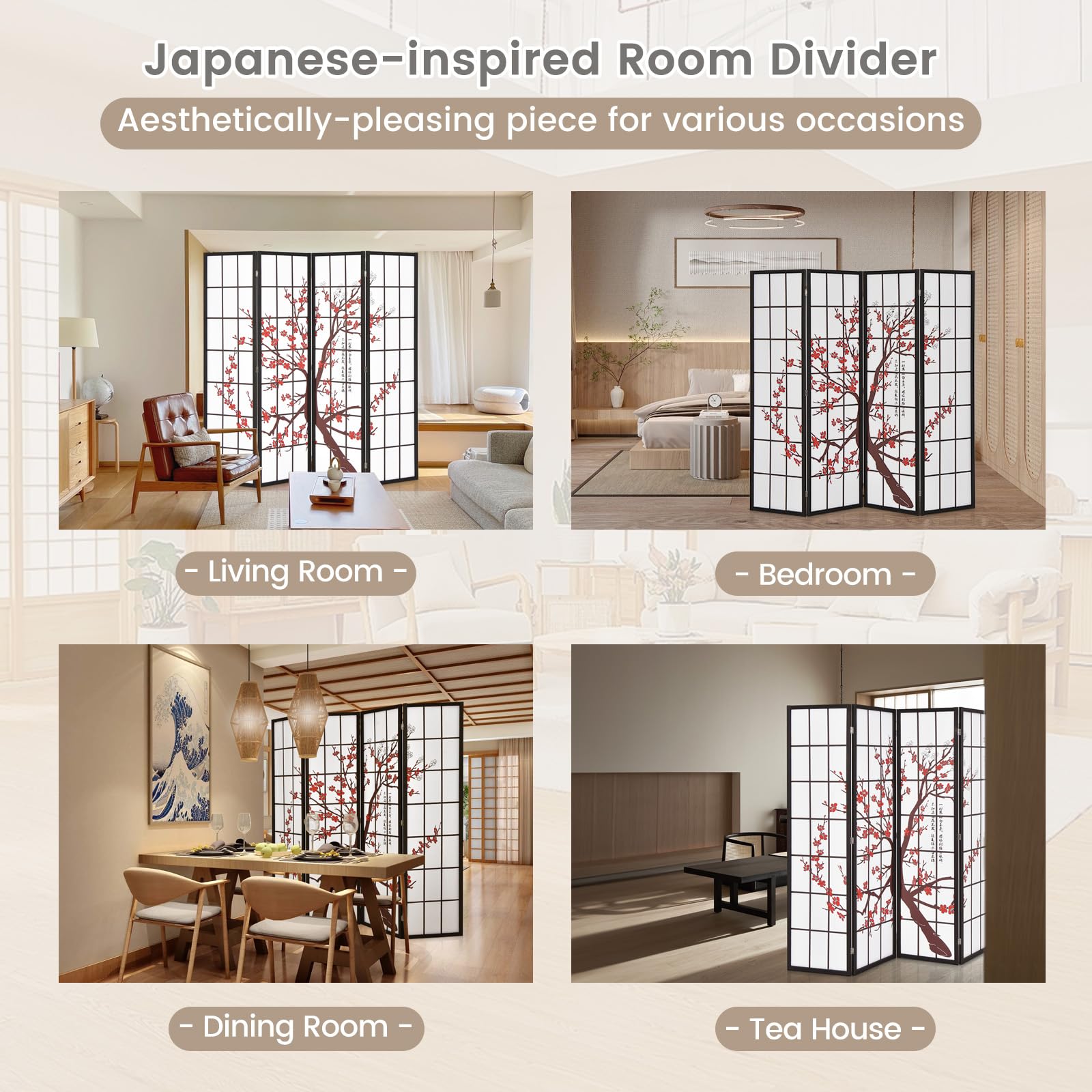 Giantex Room Divider, 4 Panel 6 Ft Room Dividers and Folding Privacy Screens