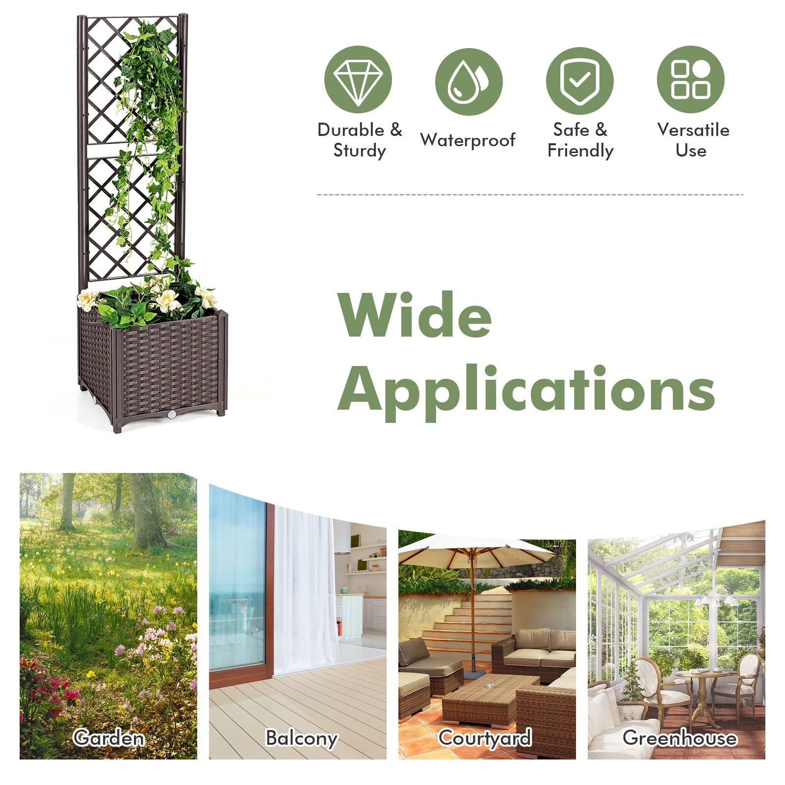 Giantex Raised Garden Bed with Trellis 
